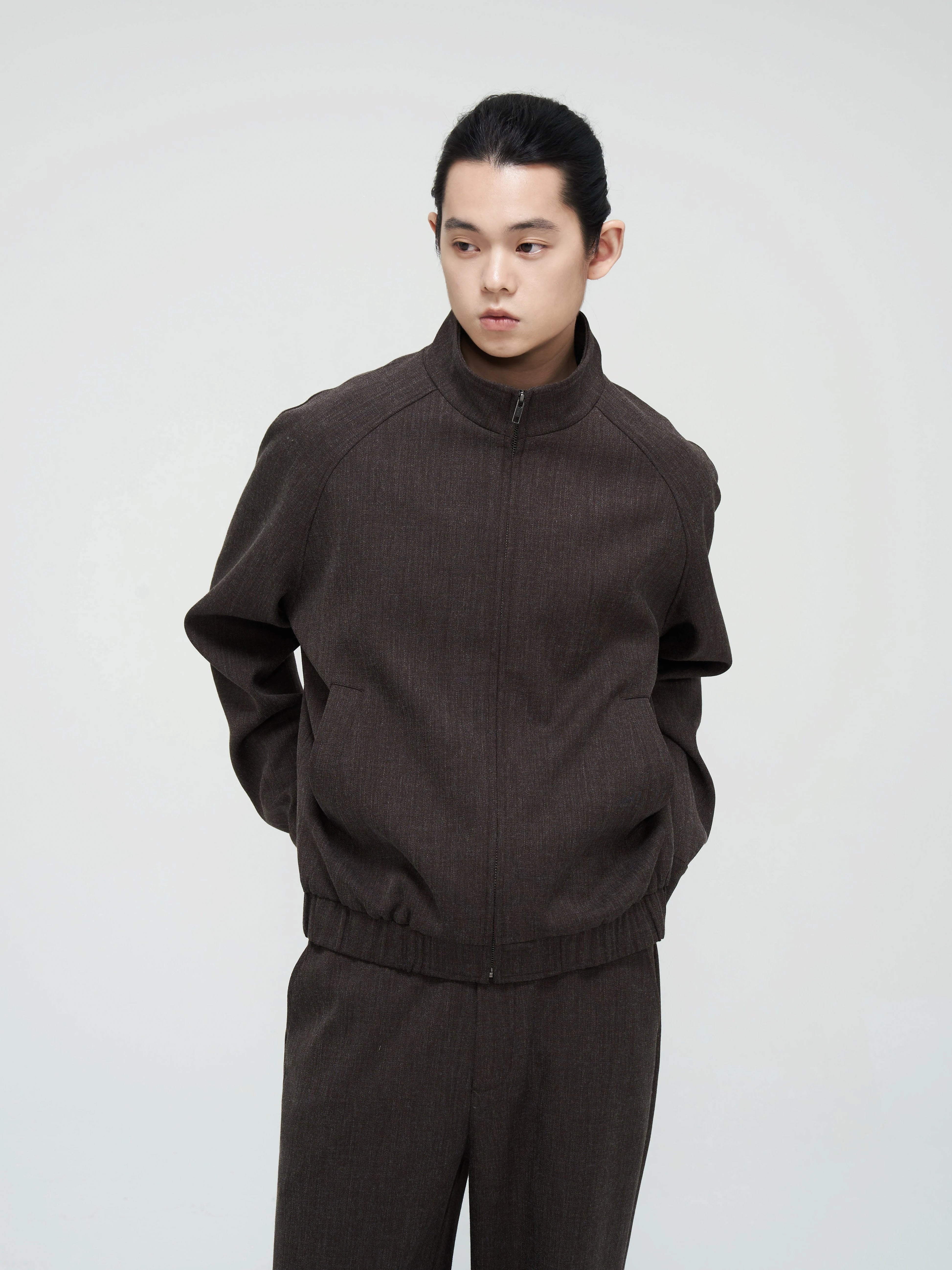 ファブリック・スタンドカラージップブルゾン N6111