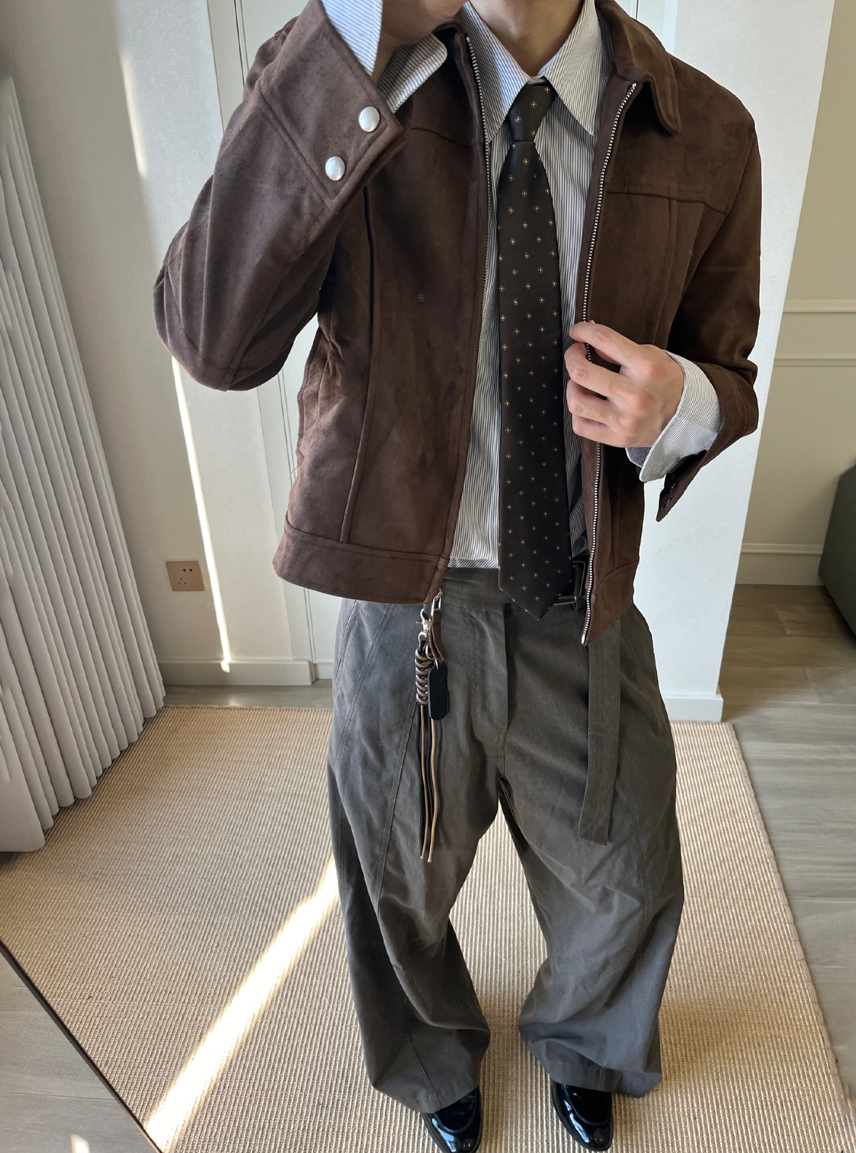 バーンスタイル スエード調 正肩ショートジャケット N6266