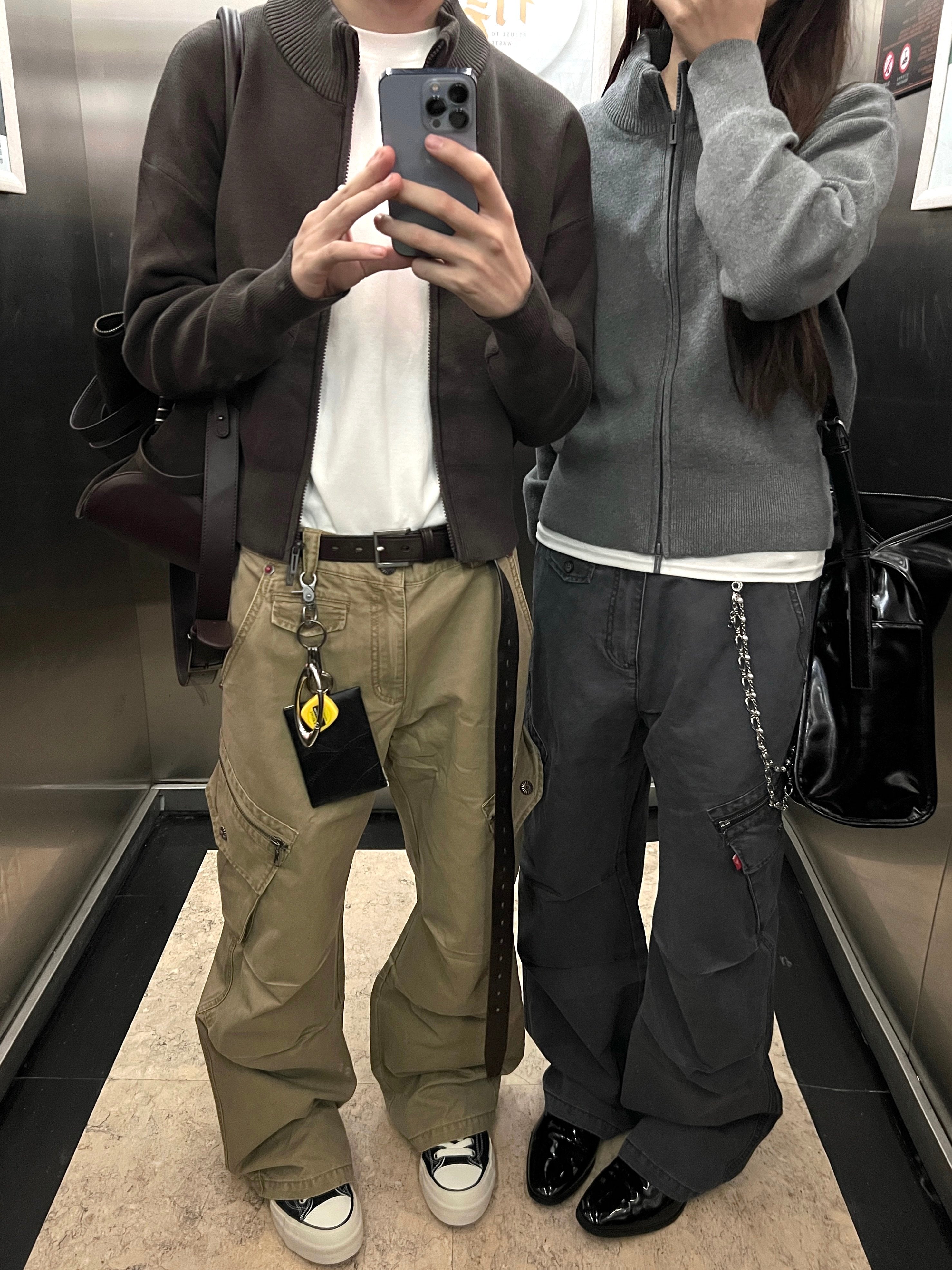 ヴィンテージウォッシュ カーキバギーカーゴ N6518