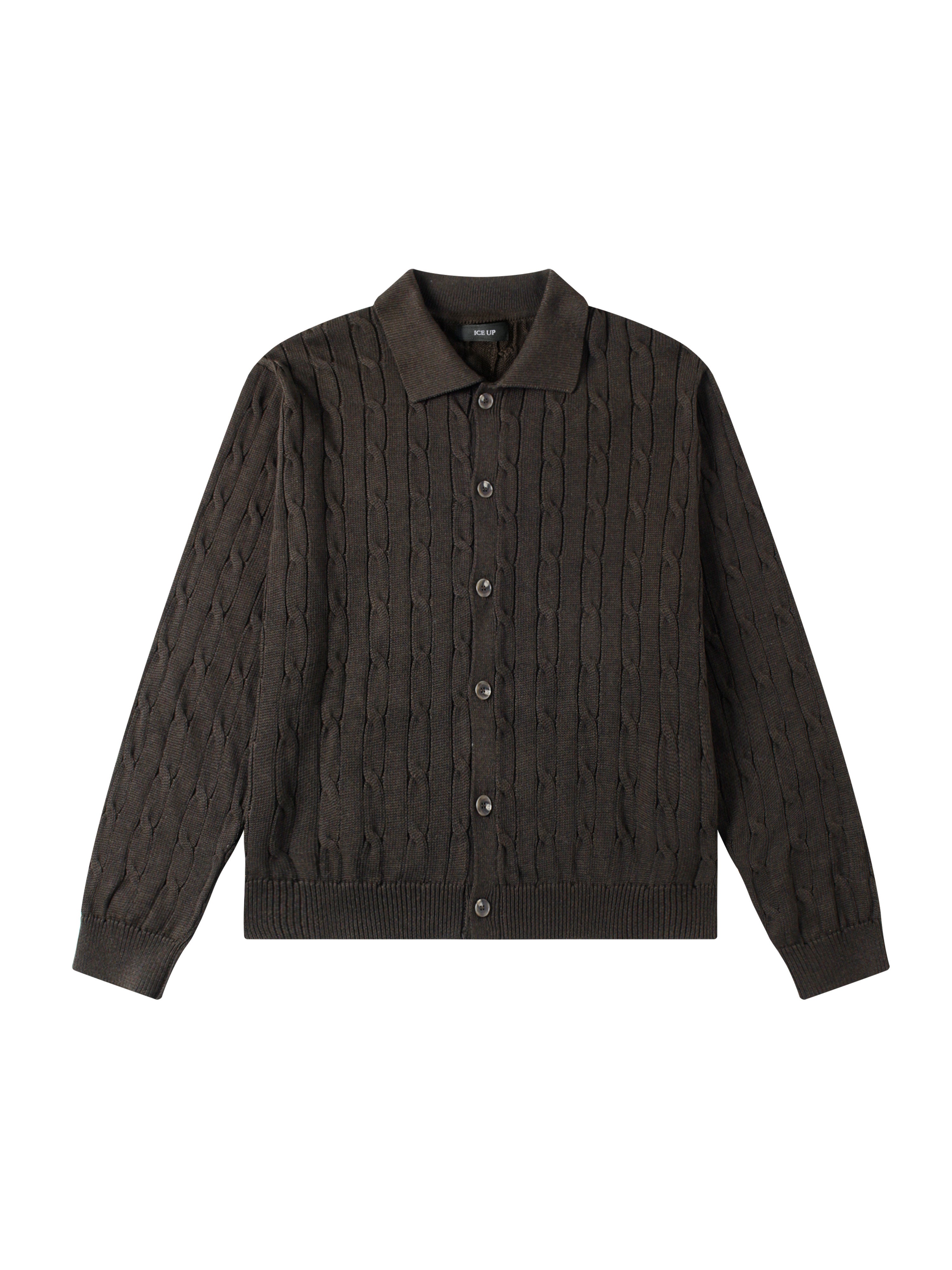 ケーブル編み コットンPOLOカーデ N6701