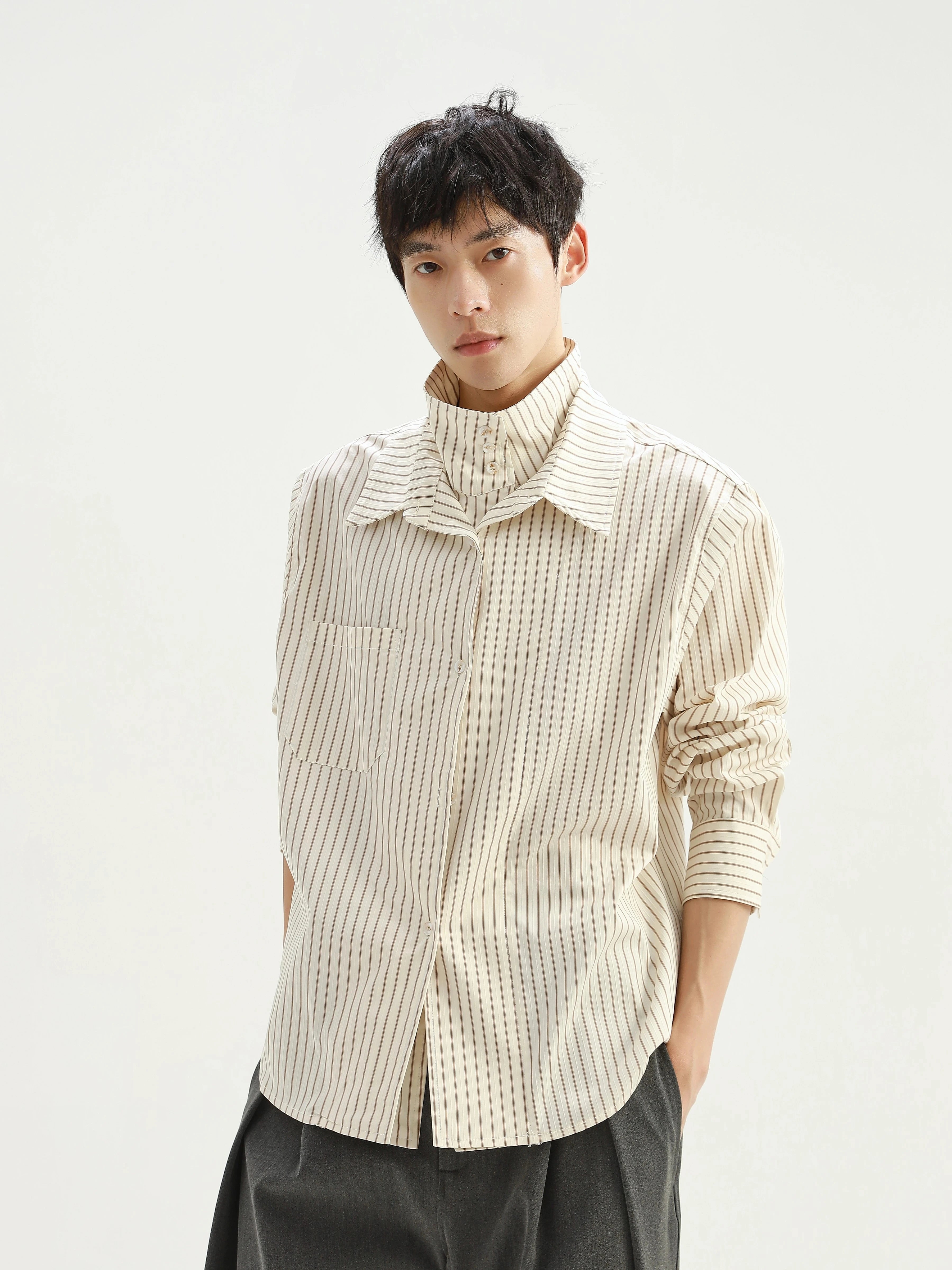 Fake two-piece striped shirt N5812