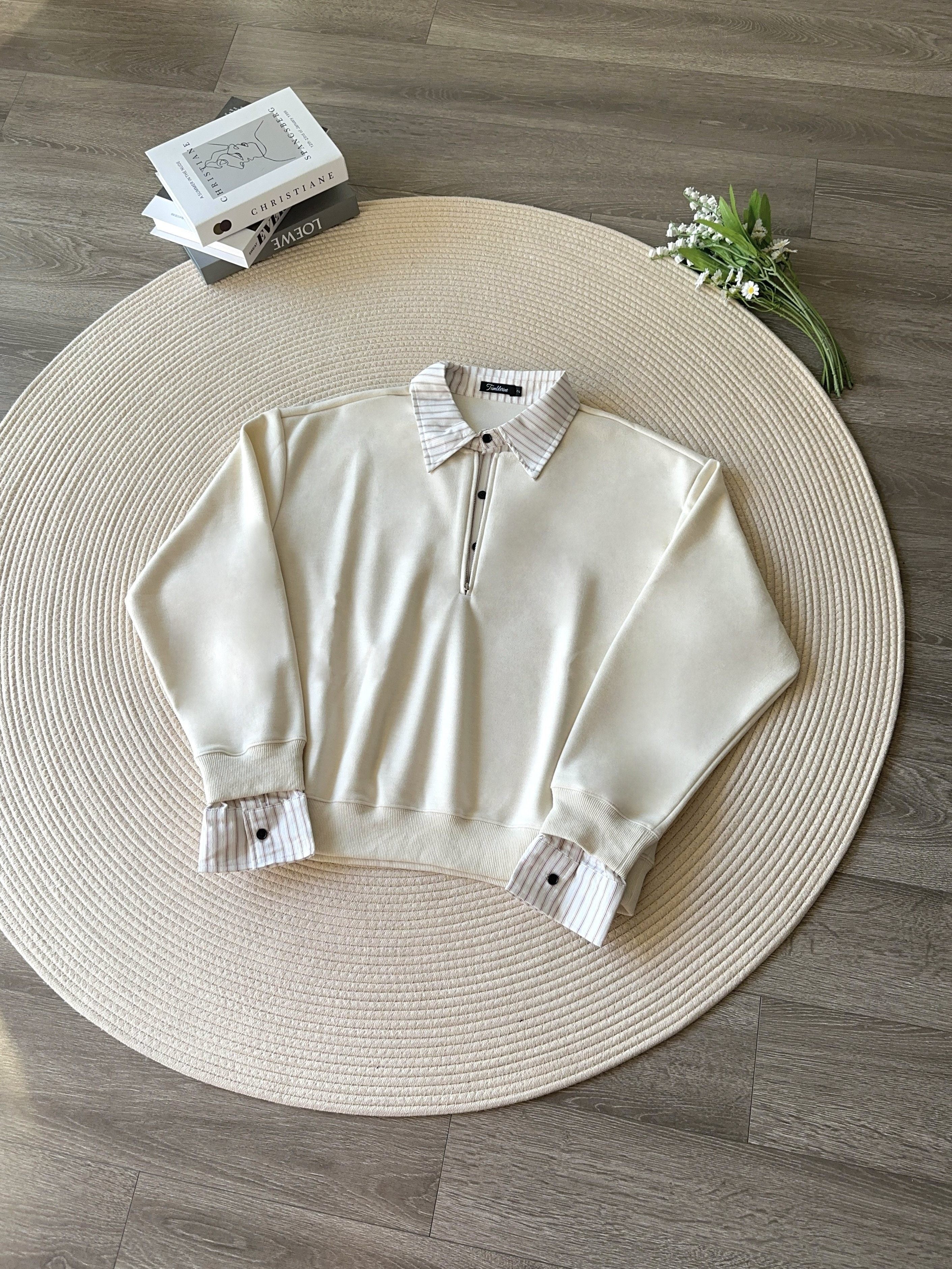 ウール混ハーフジップ ポロスウェット N6515