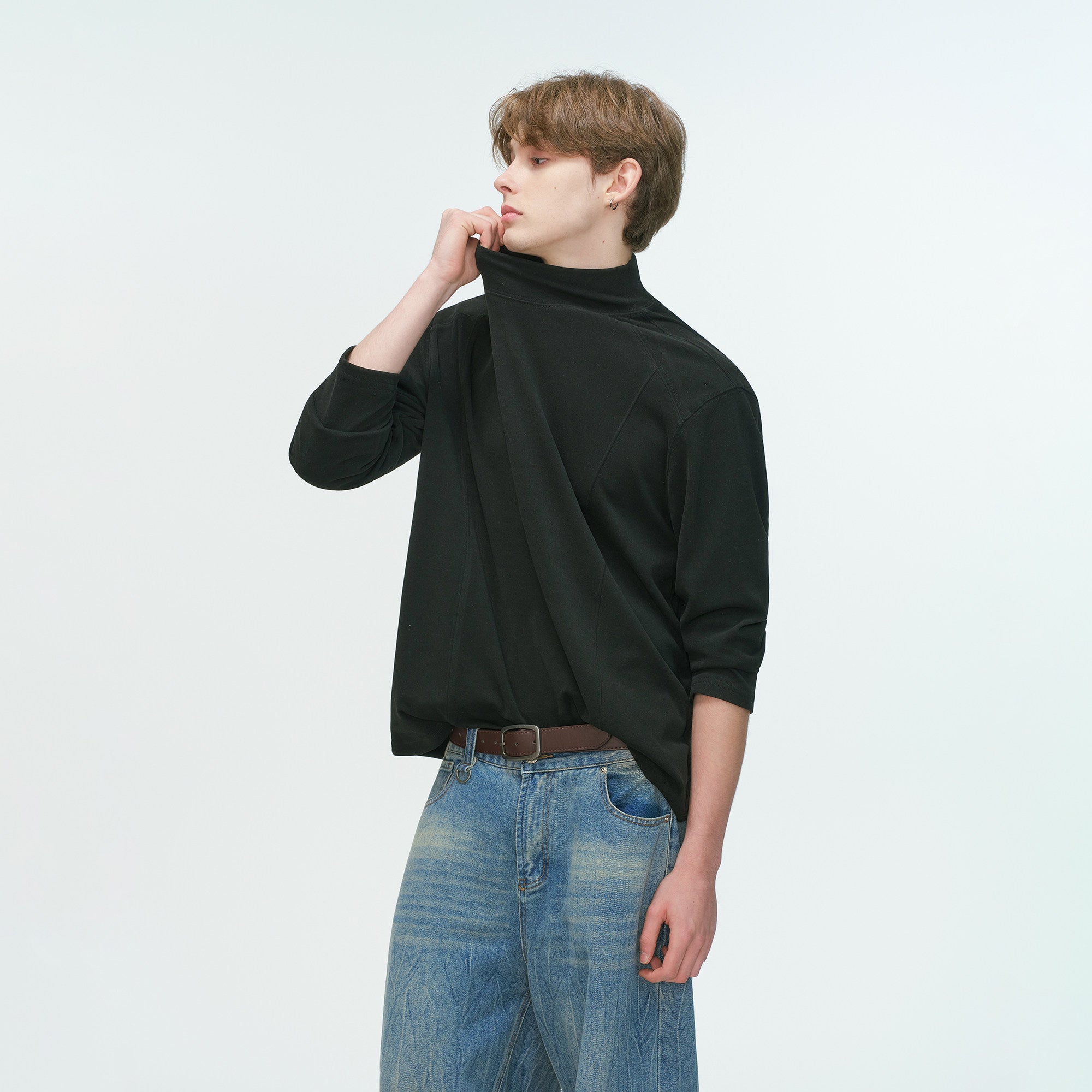 半ハイネック ダブルフェイスロングT N6339