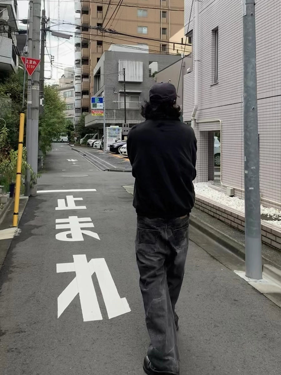 430G ウォッシュド加工ハーフジップスウェット N6133