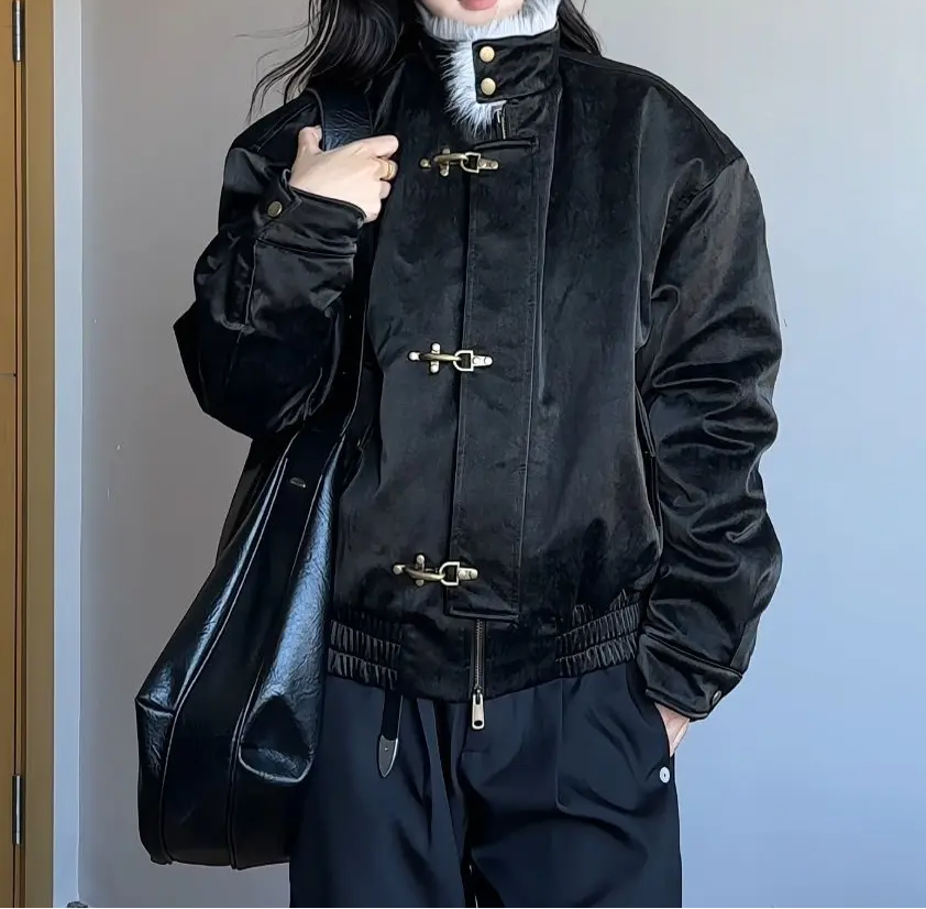 ロングファー襟パールレザー フライトバックルジャケット N6267