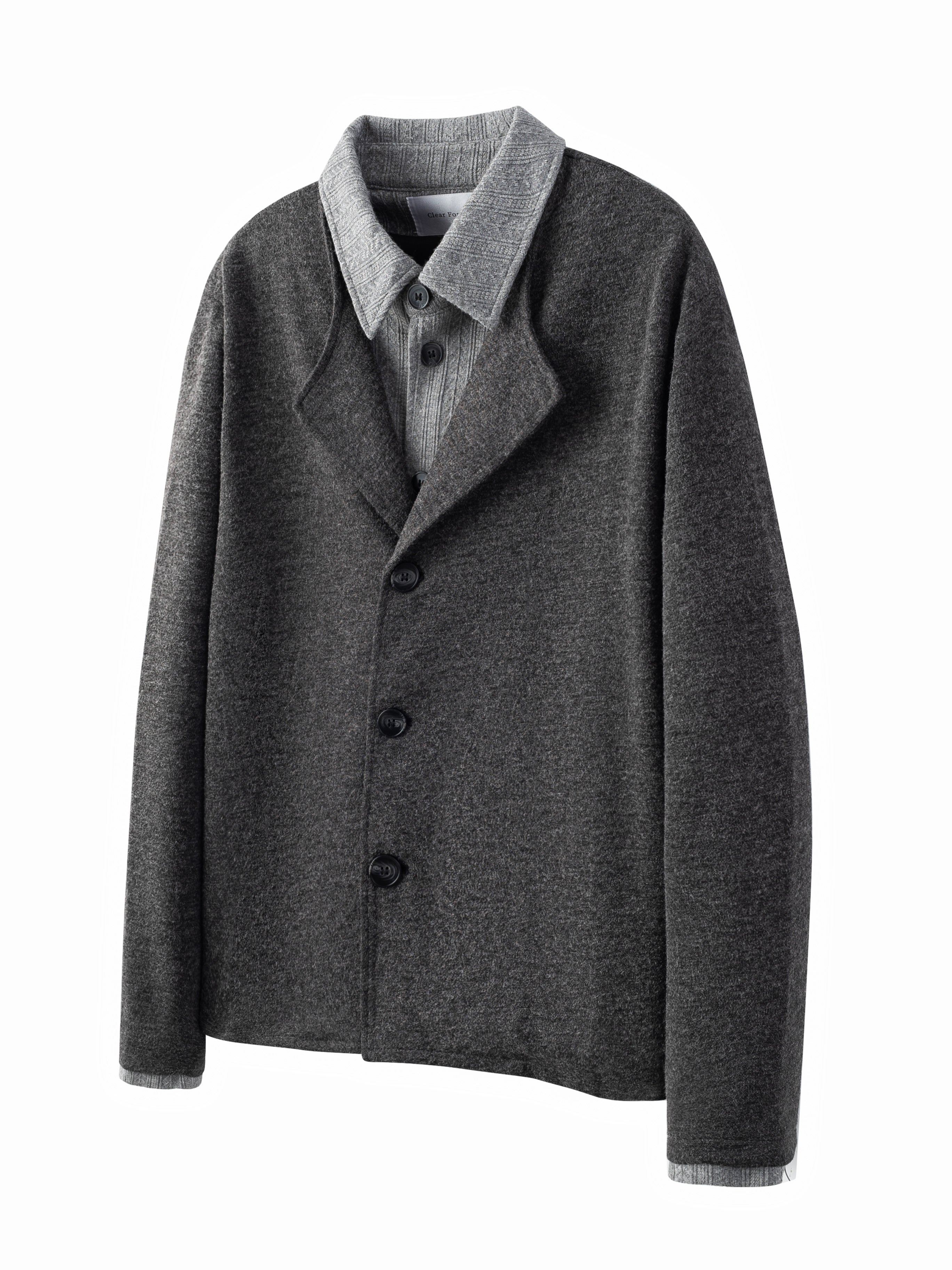 フェイクレイヤード・麦穂ジャカード・ニットカーディガン N6238