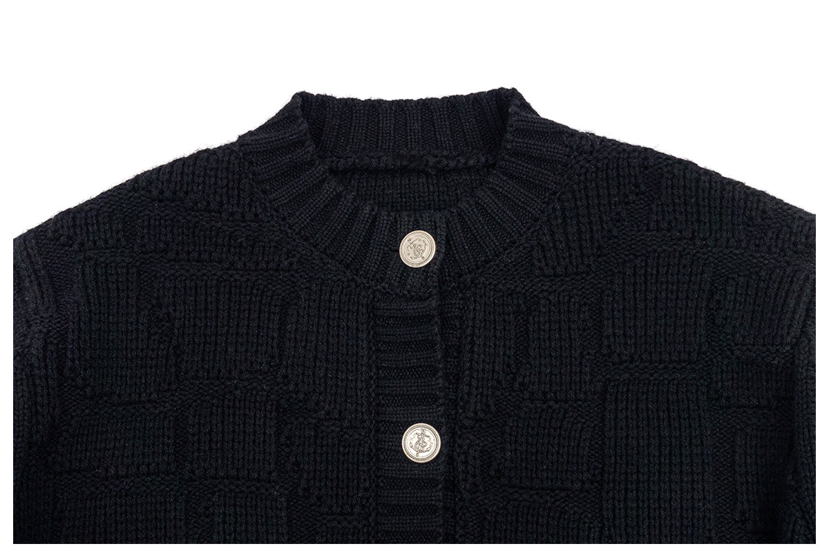 コンチョボタン・ウールブレンド・ジャカードカーディガン N6168