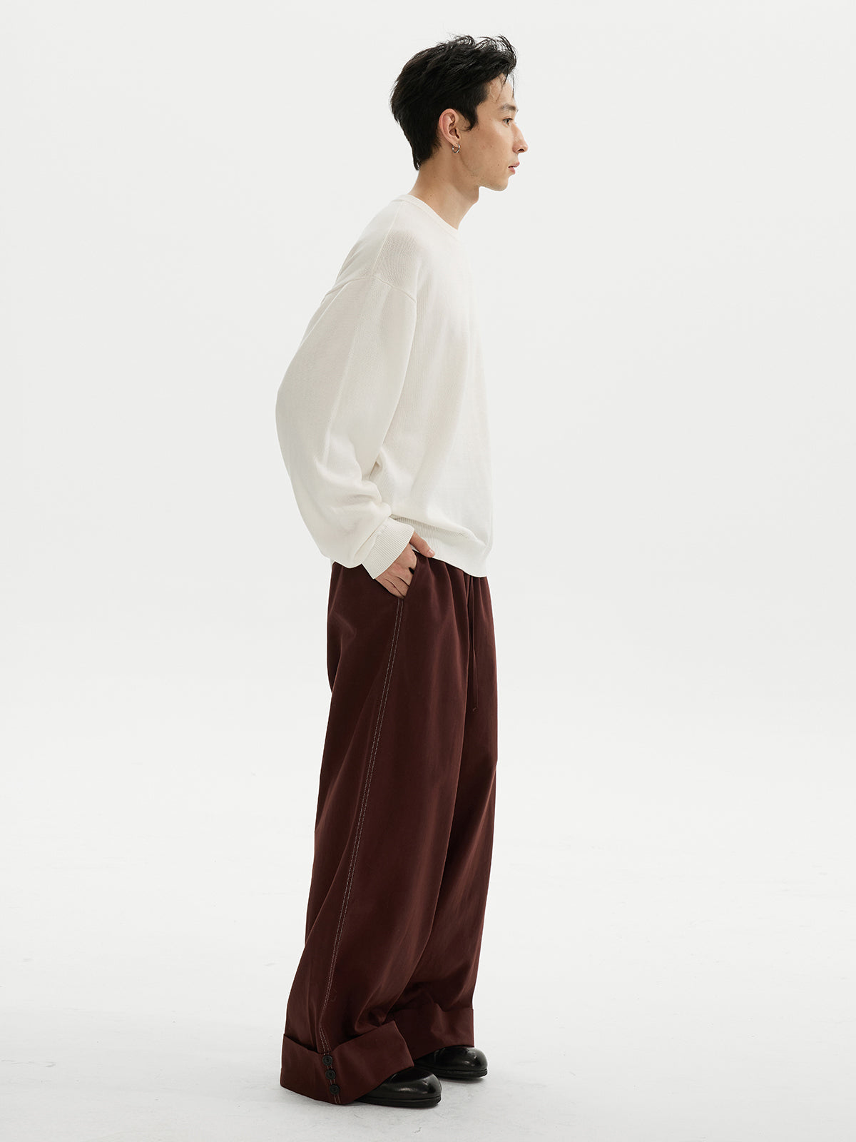 テンセルブレンド・ディープカフ・ワイドトラウザーズ N6102