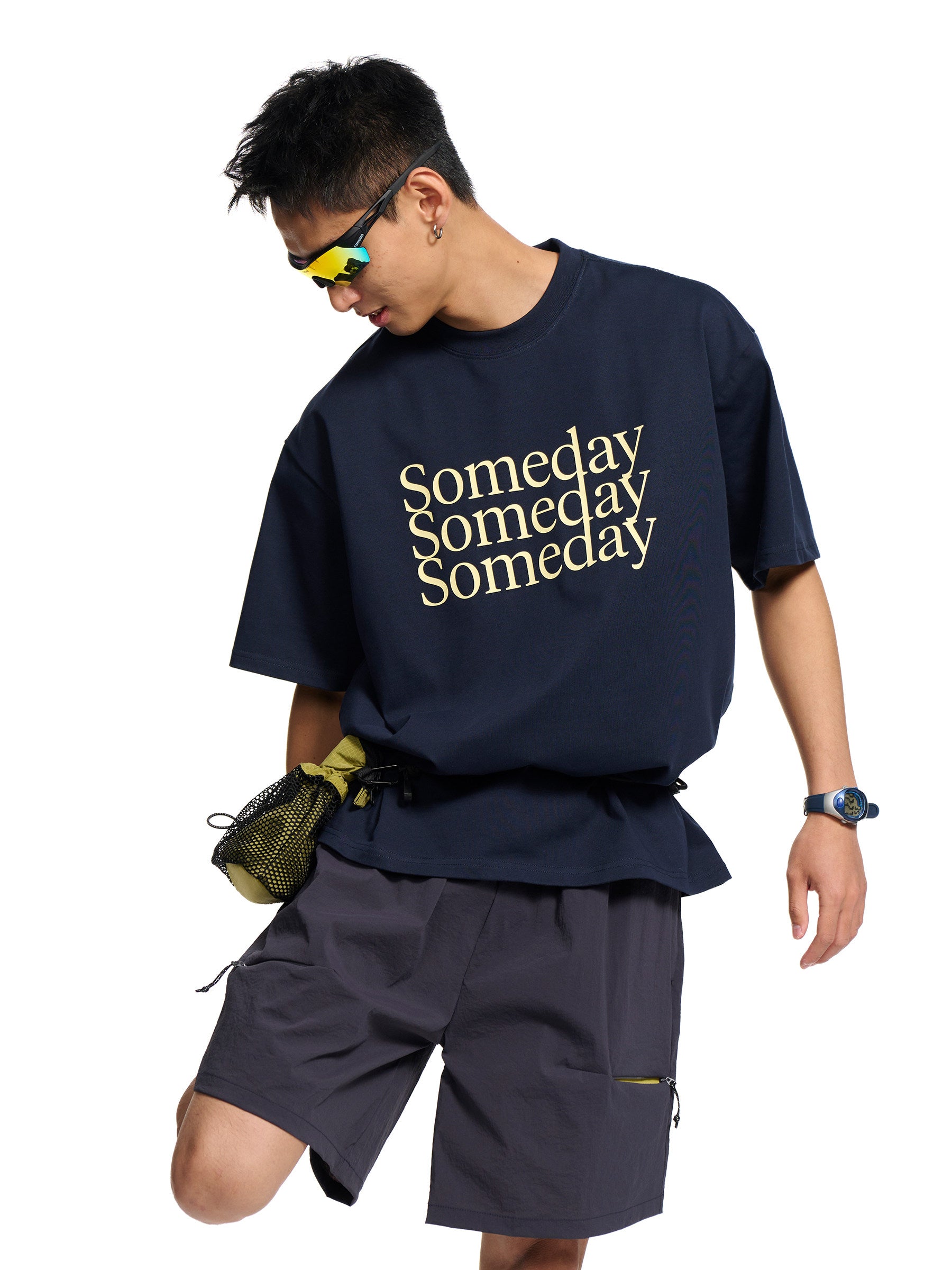 ピュアコットン タイポグラフィプリント ルーズTシャツ N6998