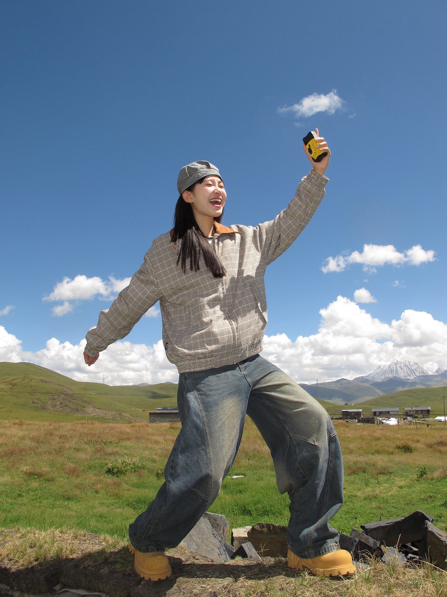 スエード襟・ミンクタッチニット・ハリントン N6105