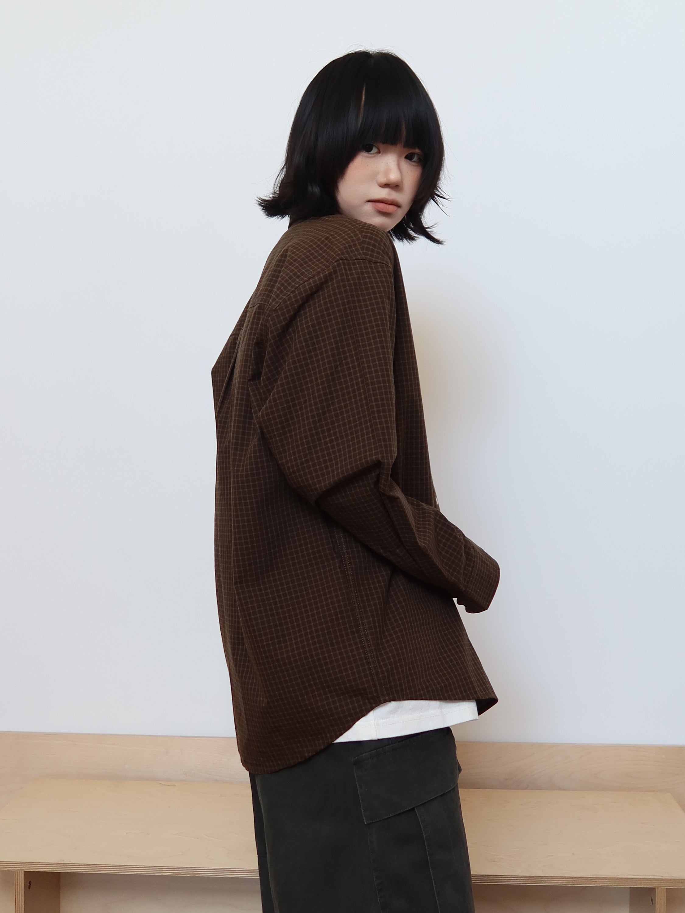 トラッド チェック柄 リラックスフィットシャツ N6447