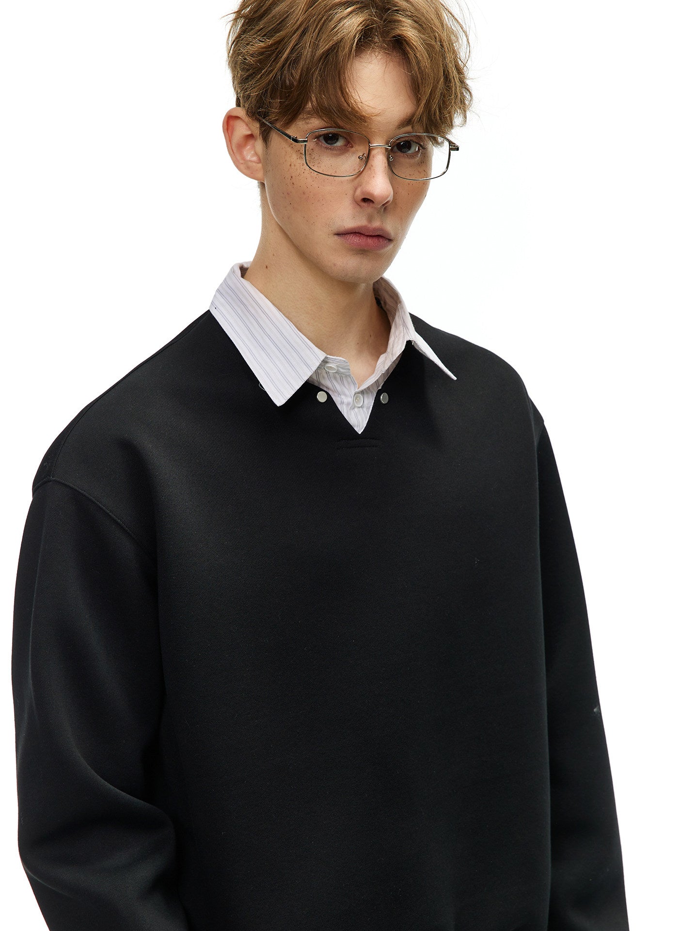 レイヤード風 シャツカラースウェット N6797