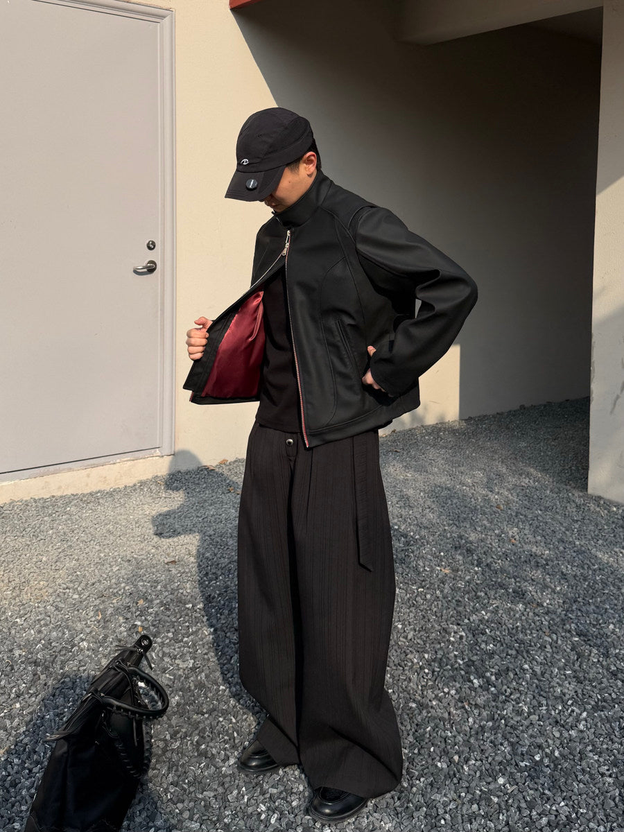 ピンストライプ ドレープワイドスラックス N6805