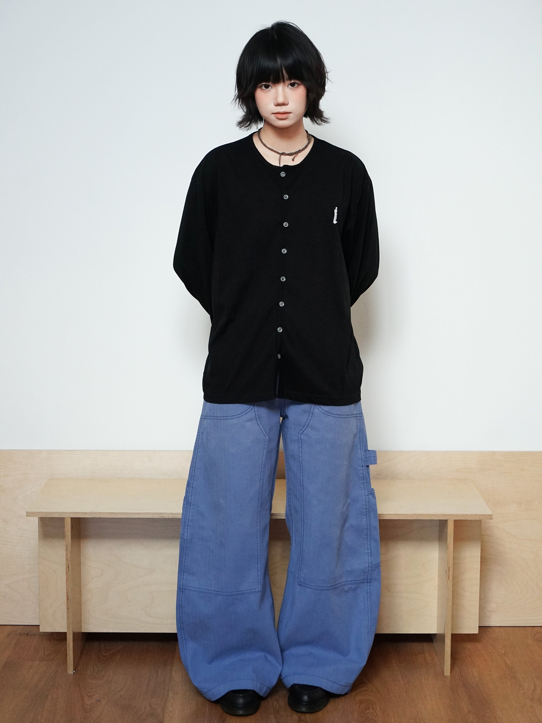 フレンチブルー・3Dカーブ・ワイドレッグデニム N6191