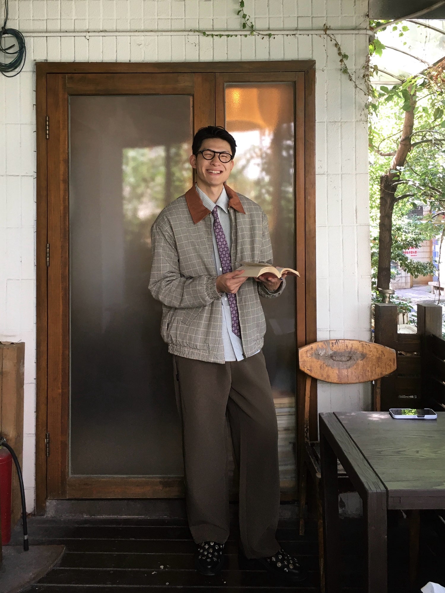 スエード襟・ミンクタッチニット・ハリントン N6105