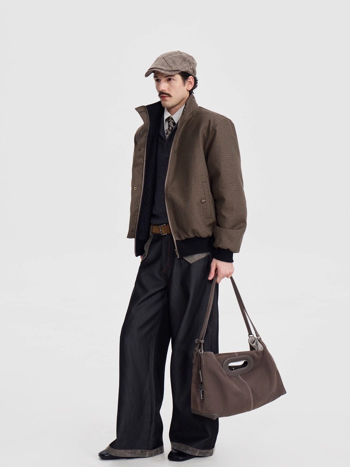 スエード切替 ワイドカーゴ デニムパンツ N6611