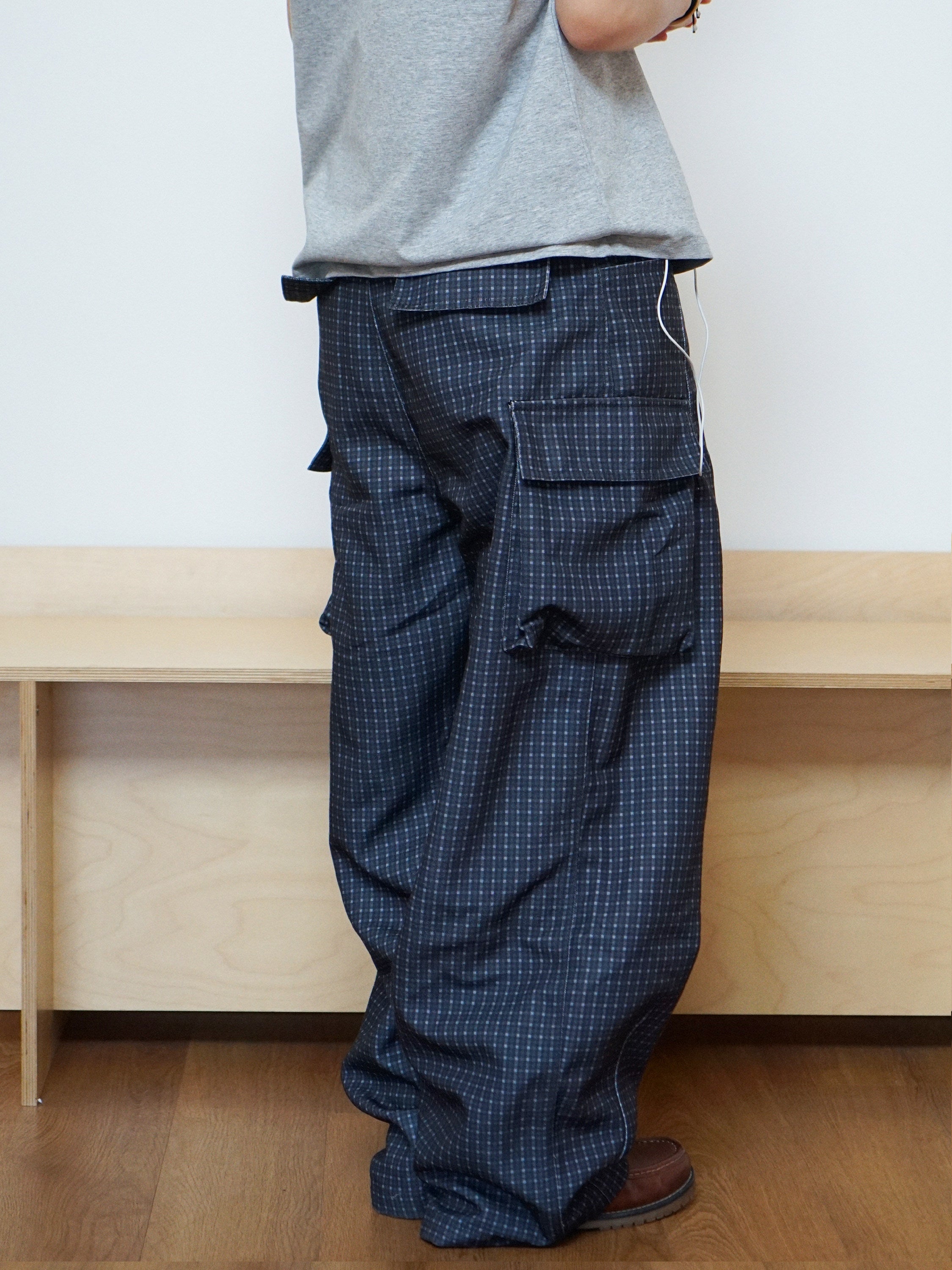 ドットチェックパラシュートカーゴパンツ N6781