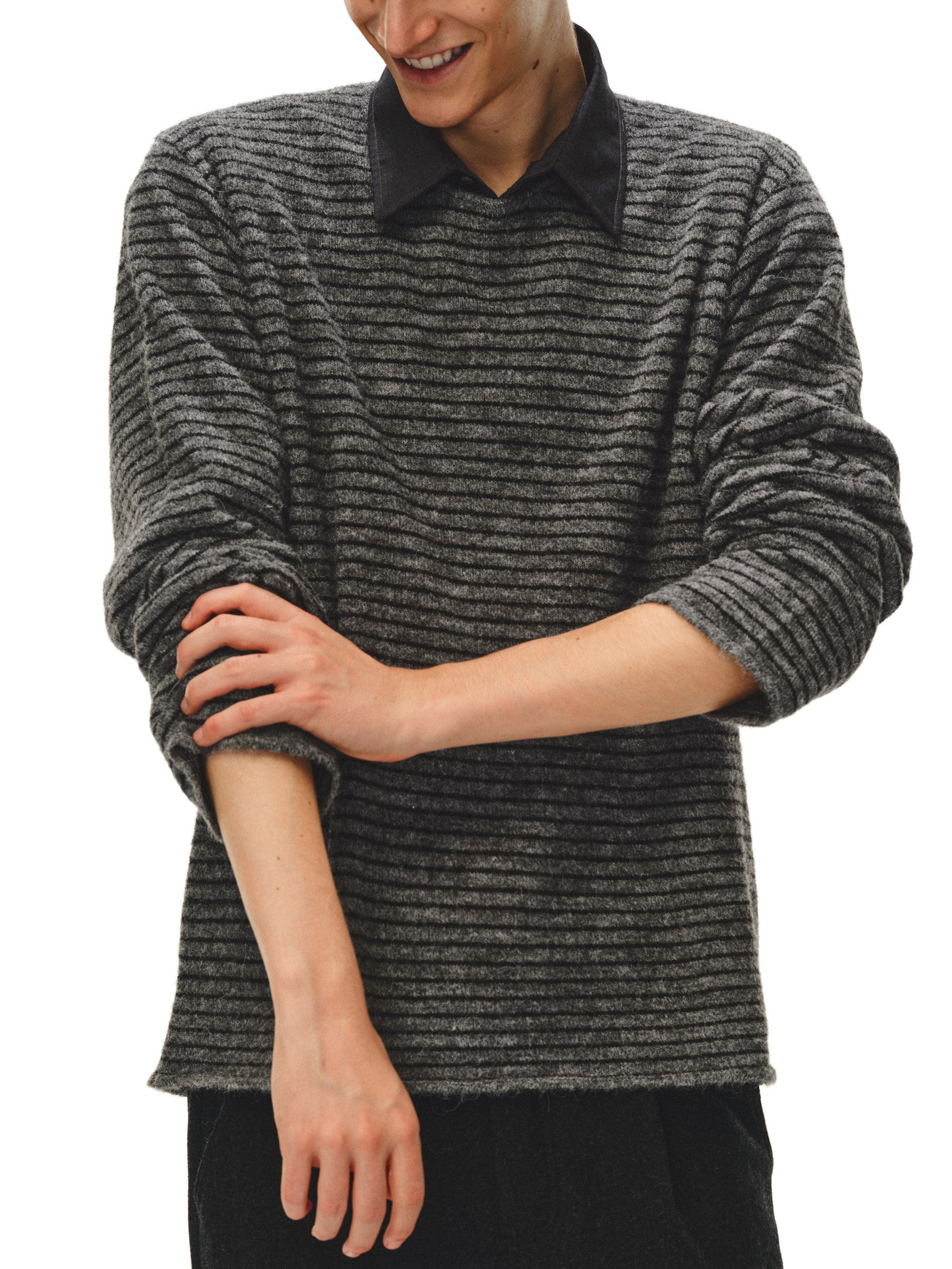 アルパカブレンド ストライプニット N6583