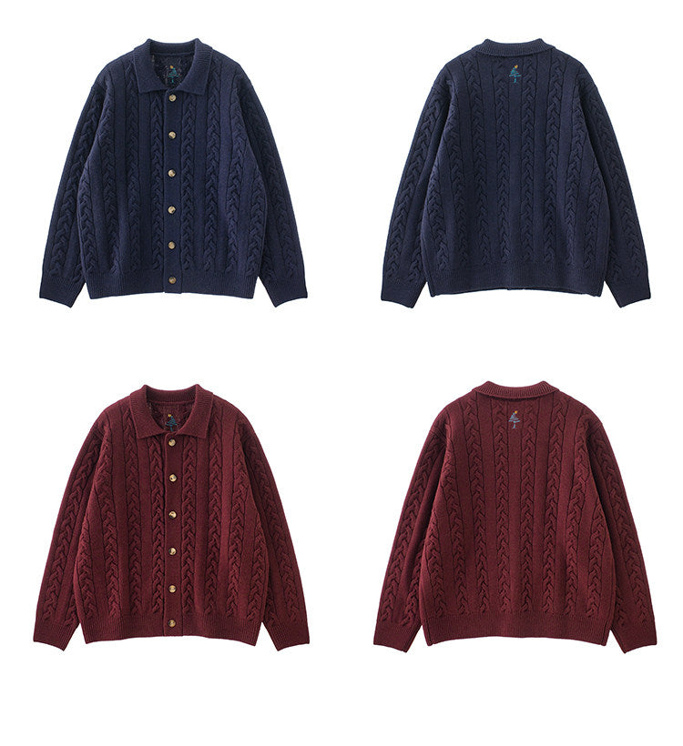 ケーブル編みルーズフィット ニットカーディガン N6386