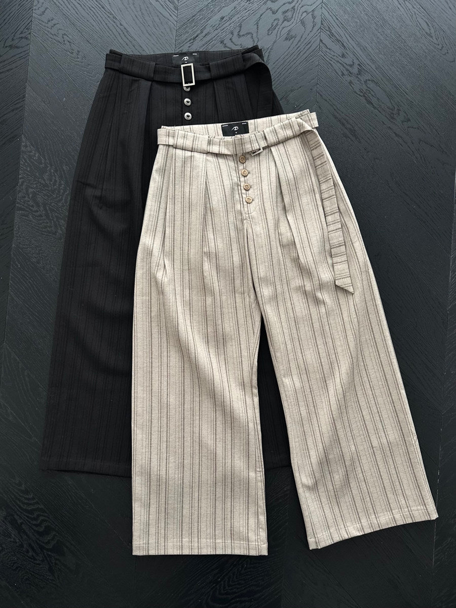 ピンストライプ ドレープワイドスラックス N6805