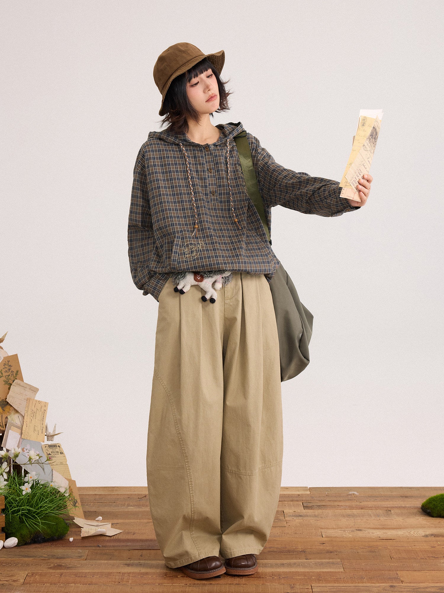 チェックフーディー バルーンシャツ N6791