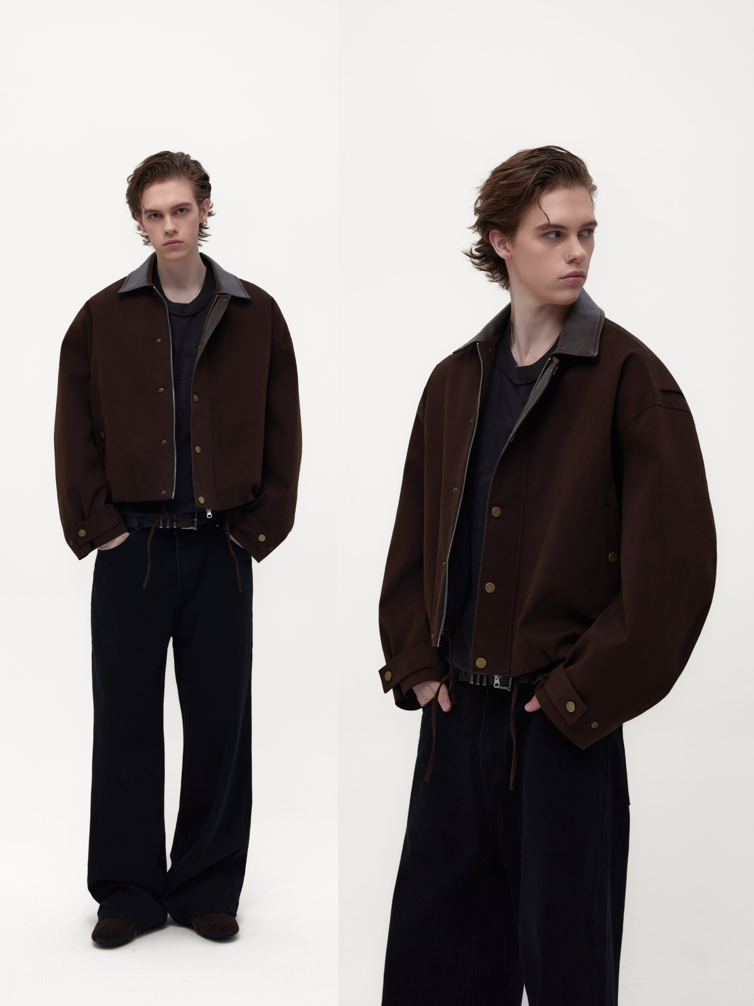 レザーカラーバーンコートジャケット N6232