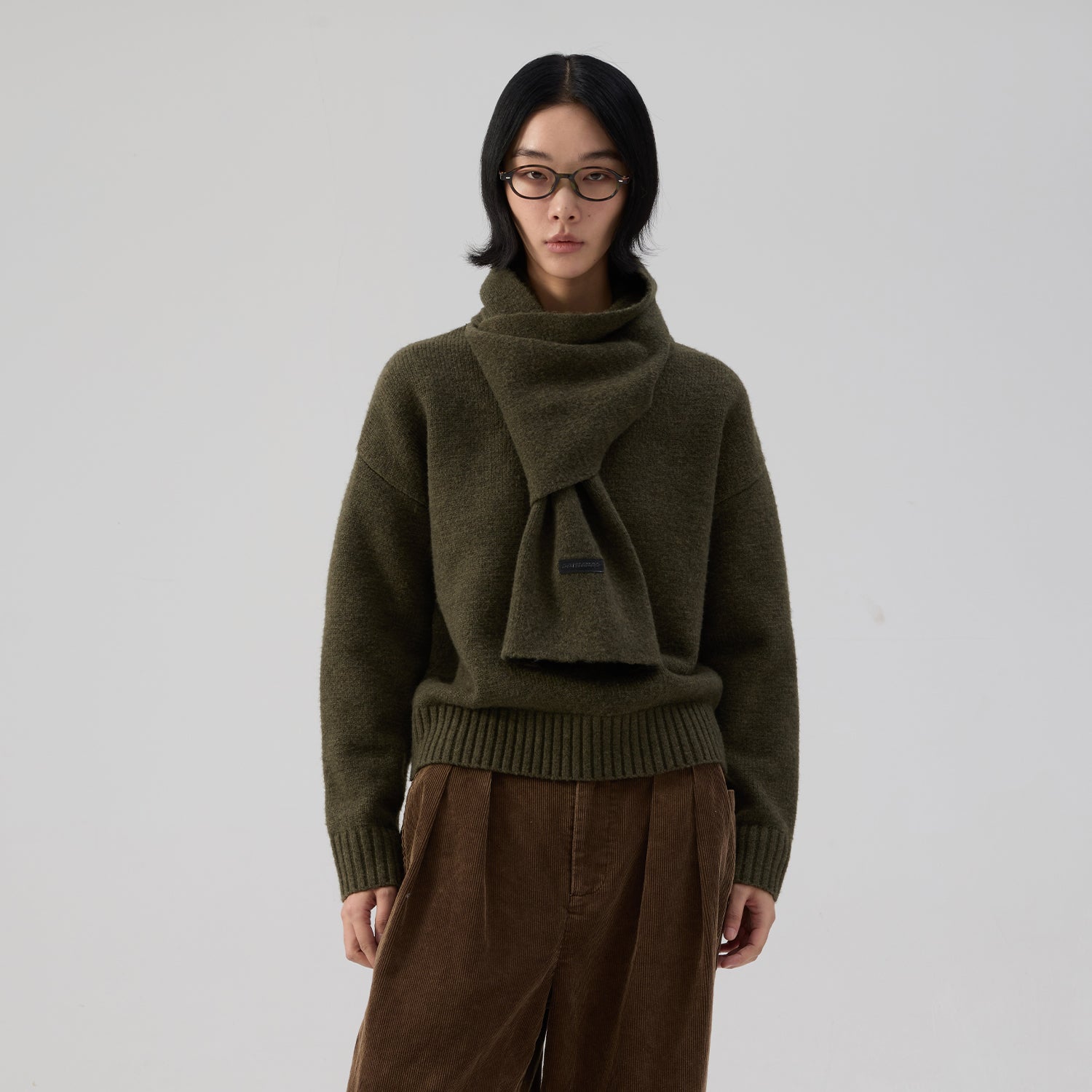 スカーフドッキング・アシンメトリー・デザインニット N6164