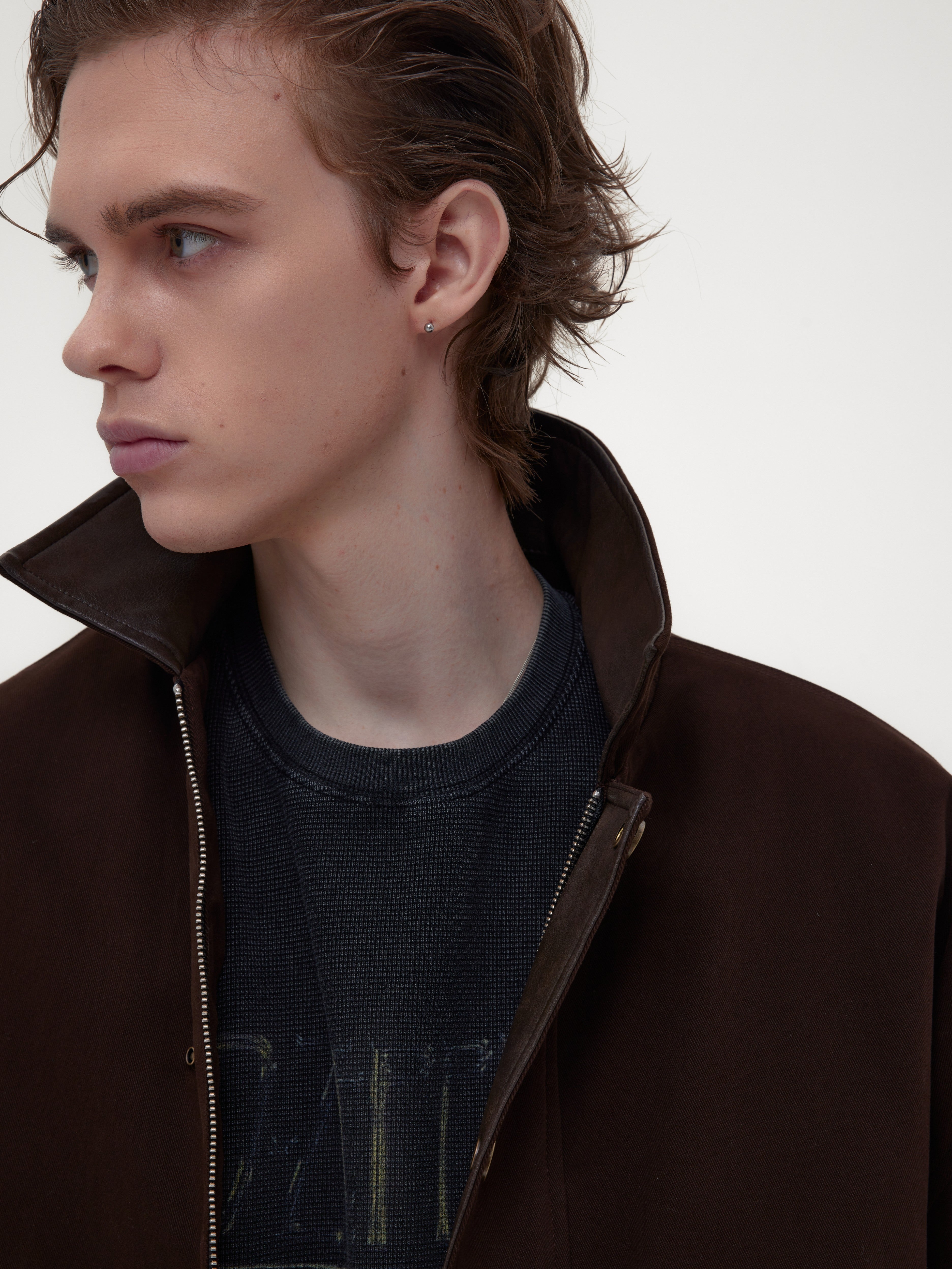 レザーカラーバーンコートジャケット N6232