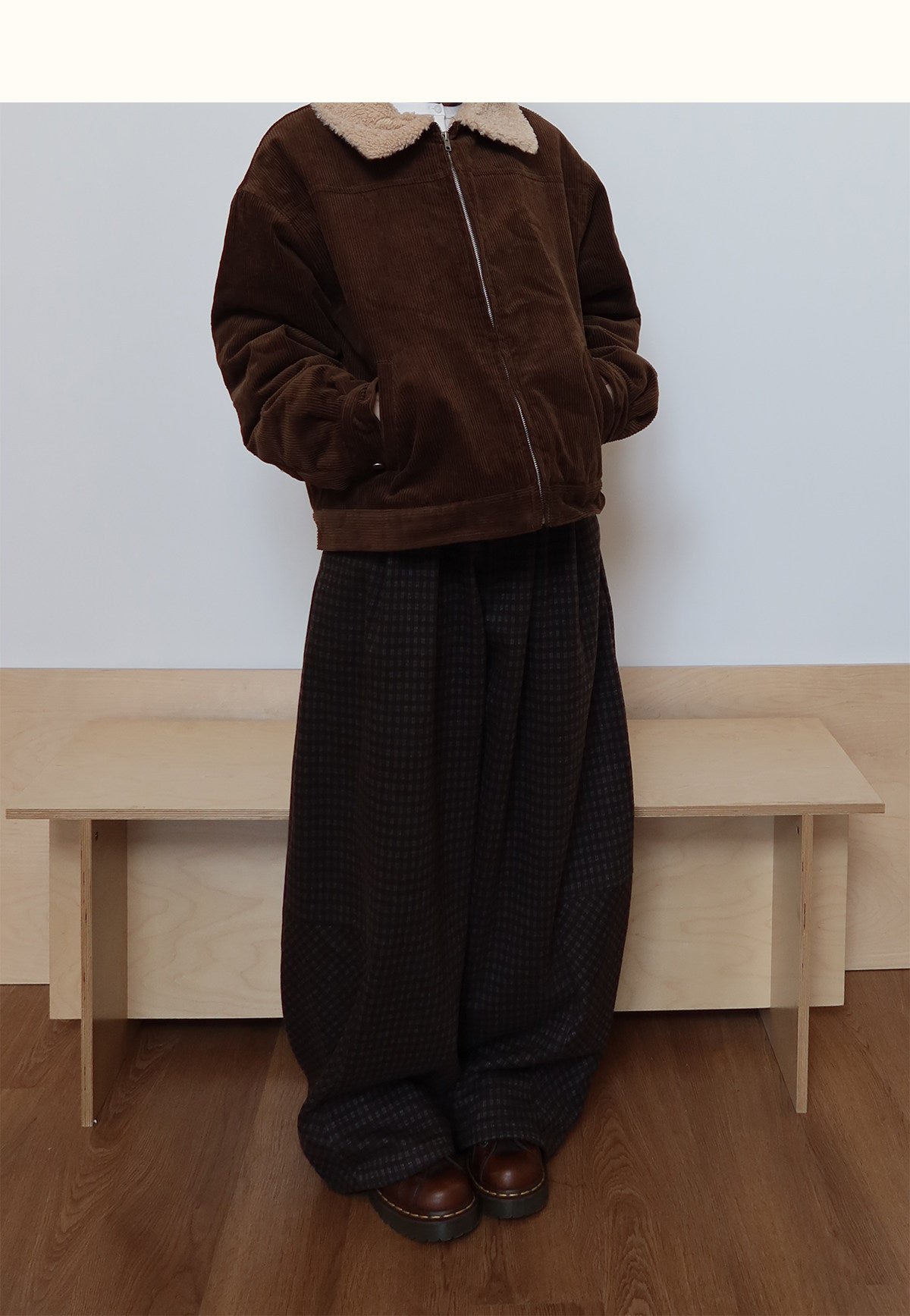 ヴィンテージ起毛チェック カーブパンツ N6497