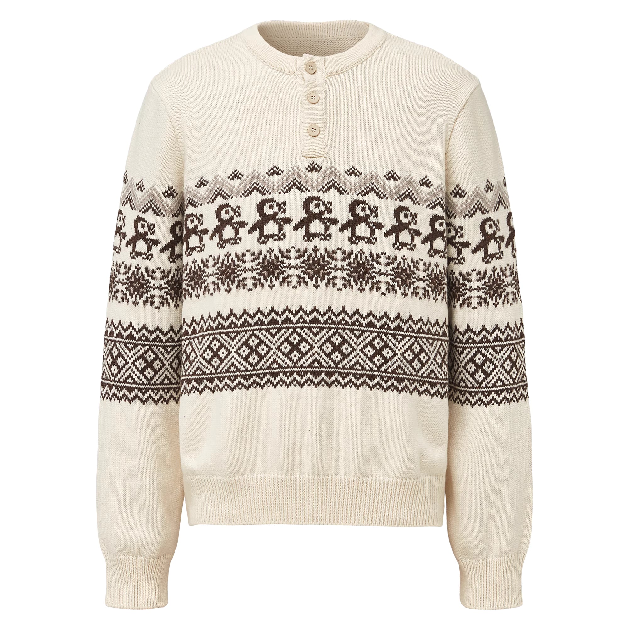 ヒロリキンページ ペンギンモチーフ・フェアアイルヘンリーニット N6037