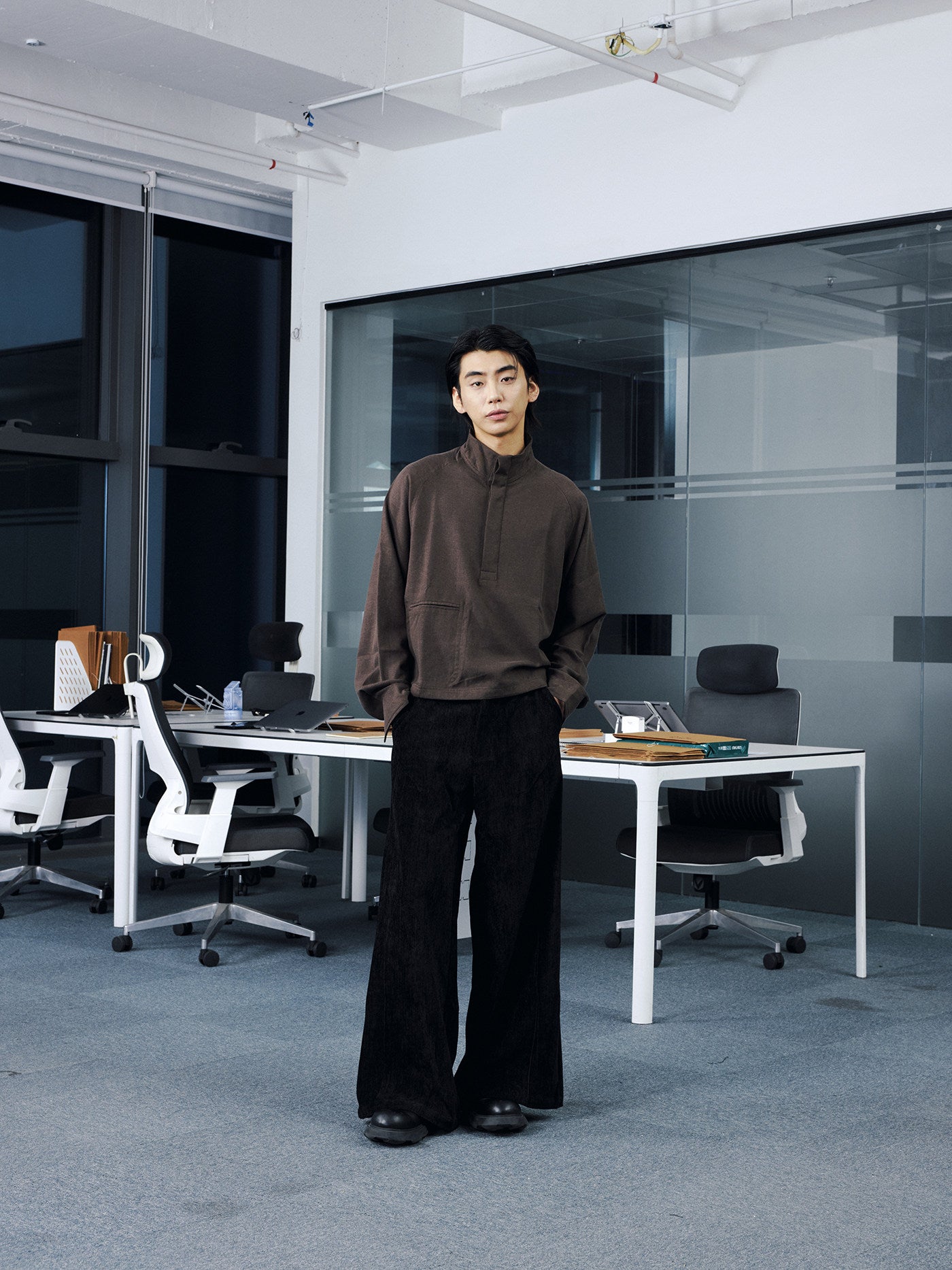 テンセル オープンカラーロンT N6645