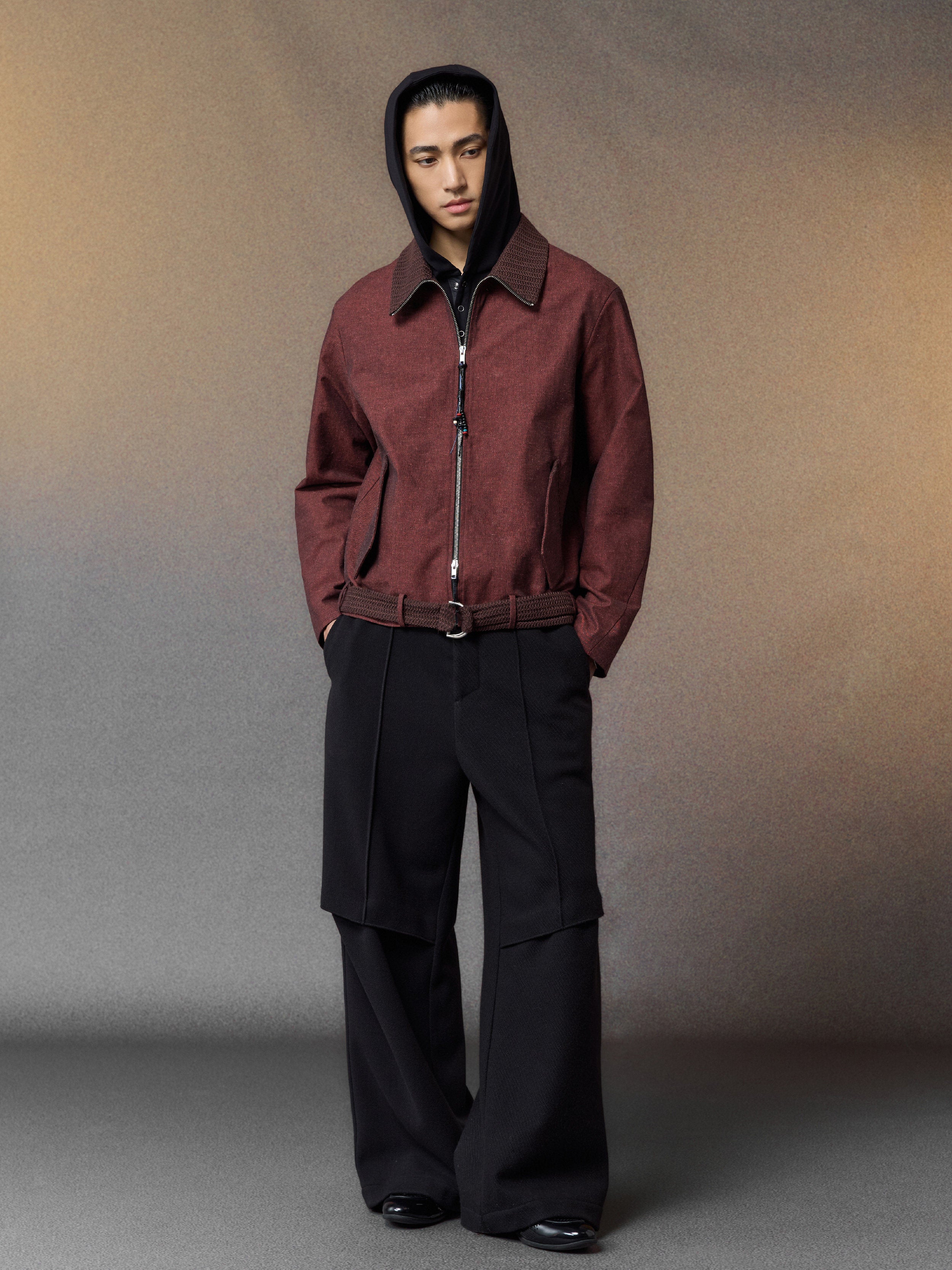 リネン×ピマコットン 民族タッセル ベルトジャケット N6563