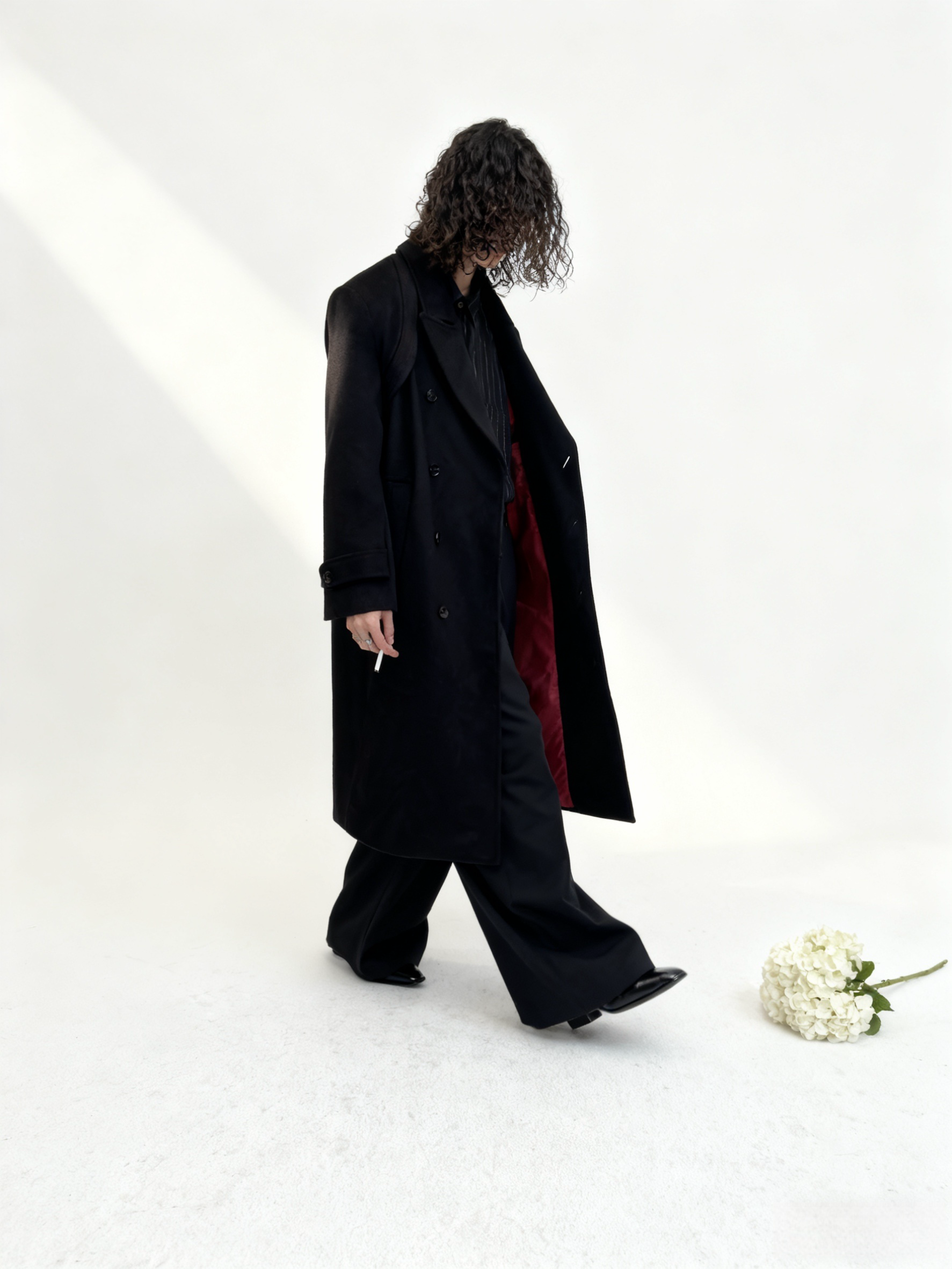 ウールブレンド・レイヤードヨーク・マキシ丈コート N6231