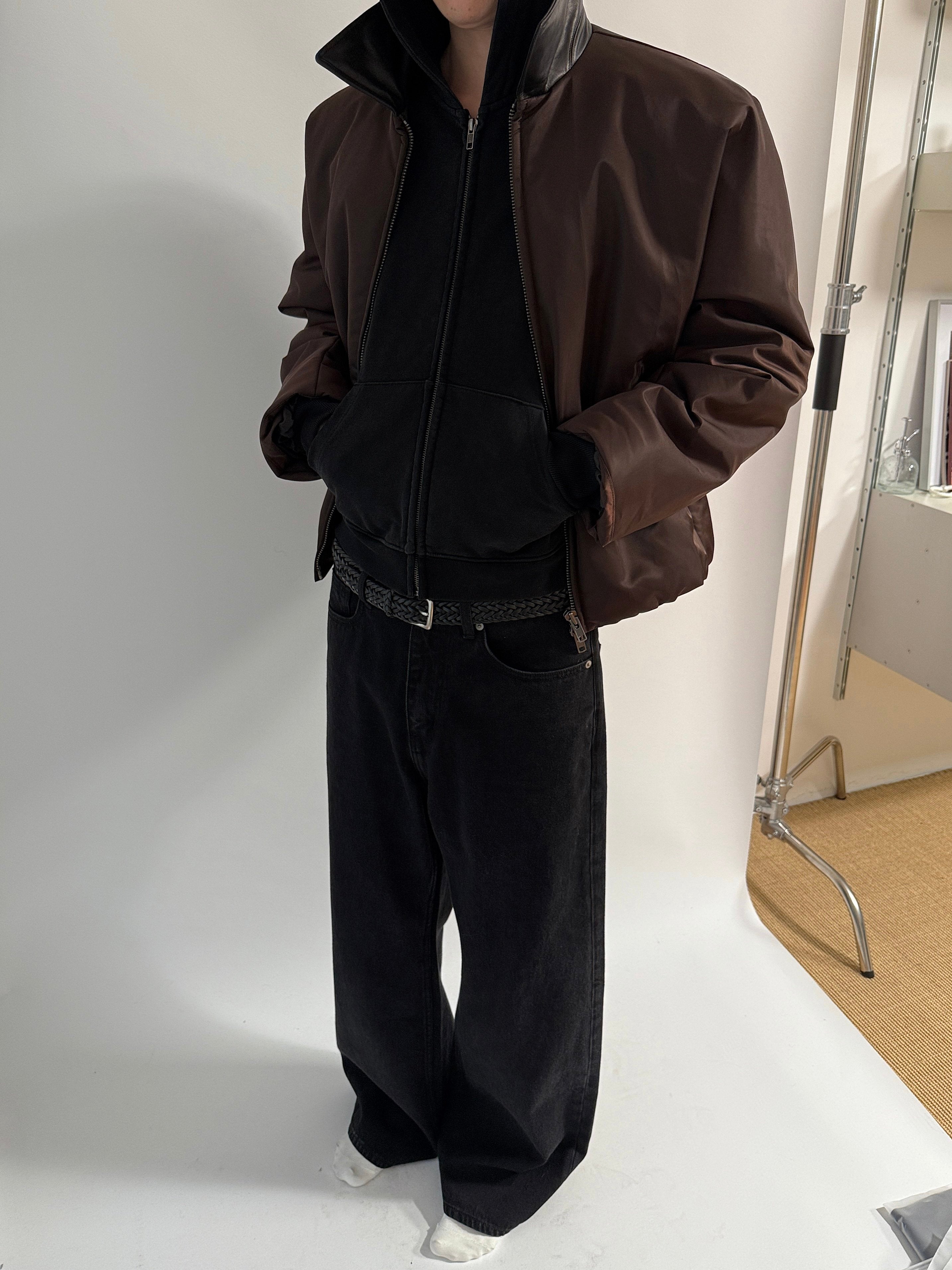 レザーカラー 解構パデッド ナイロンブルゾン N6462