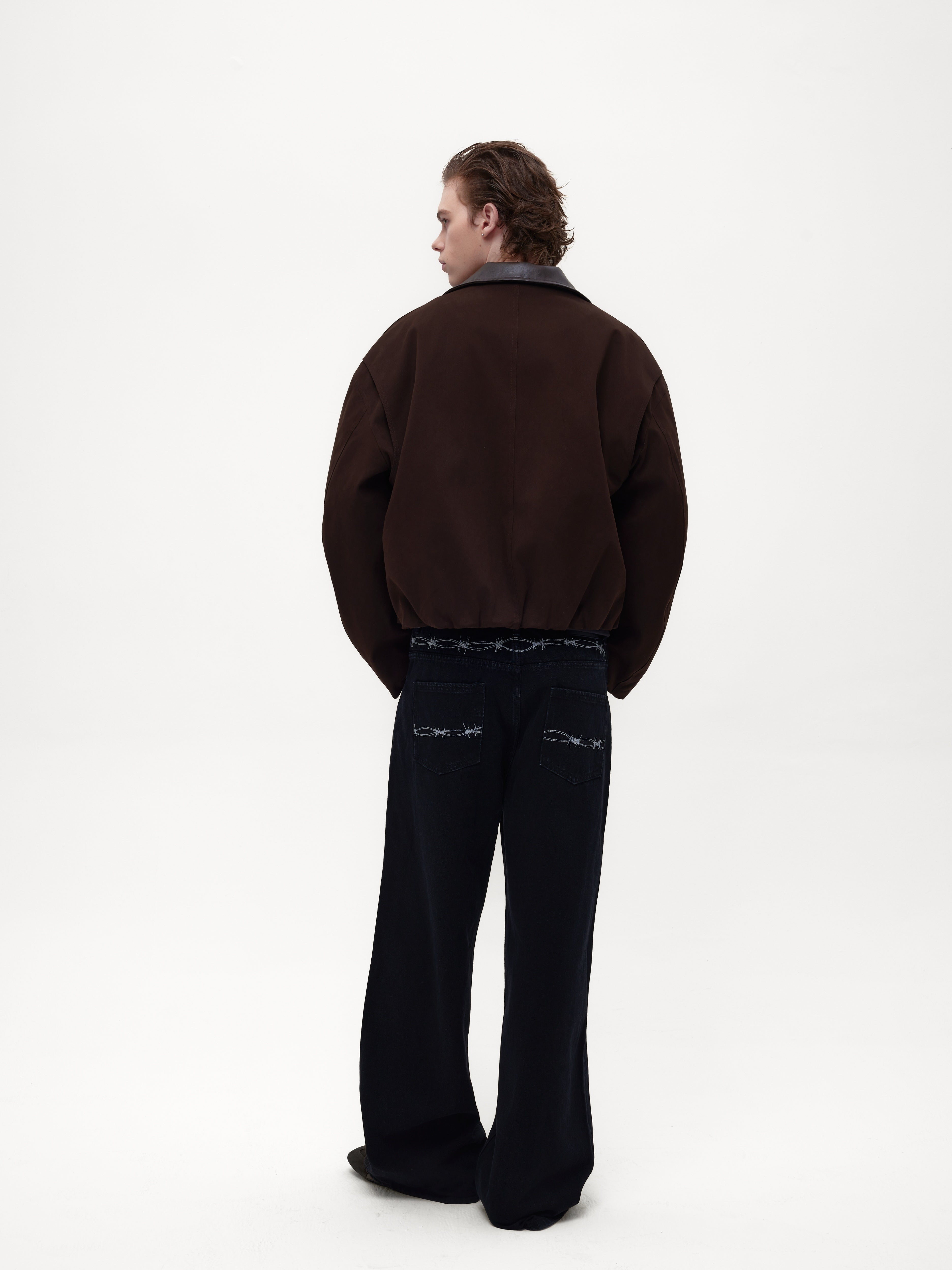 レザーカラーバーンコートジャケット N6232