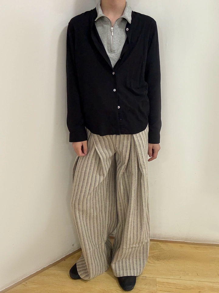 テクスチャーストライプ・ワイドストレート・トラウザーズ N6189