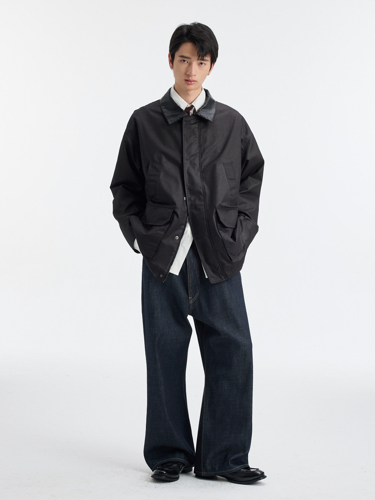 ヴィンテージレザー襟 ワークブルゾン N6669