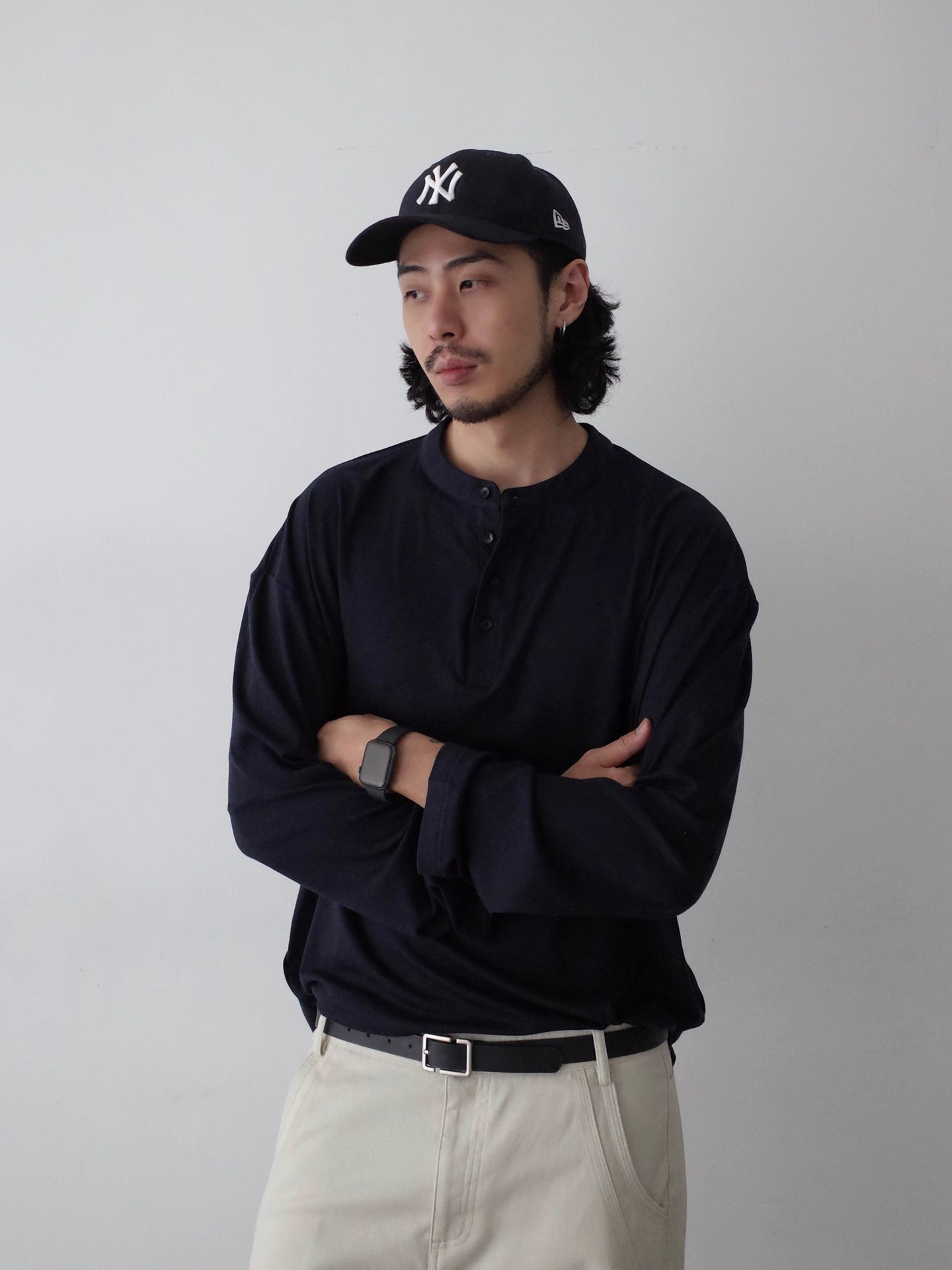 ハイカウント・シルクウール・ヘンリーネック N6081