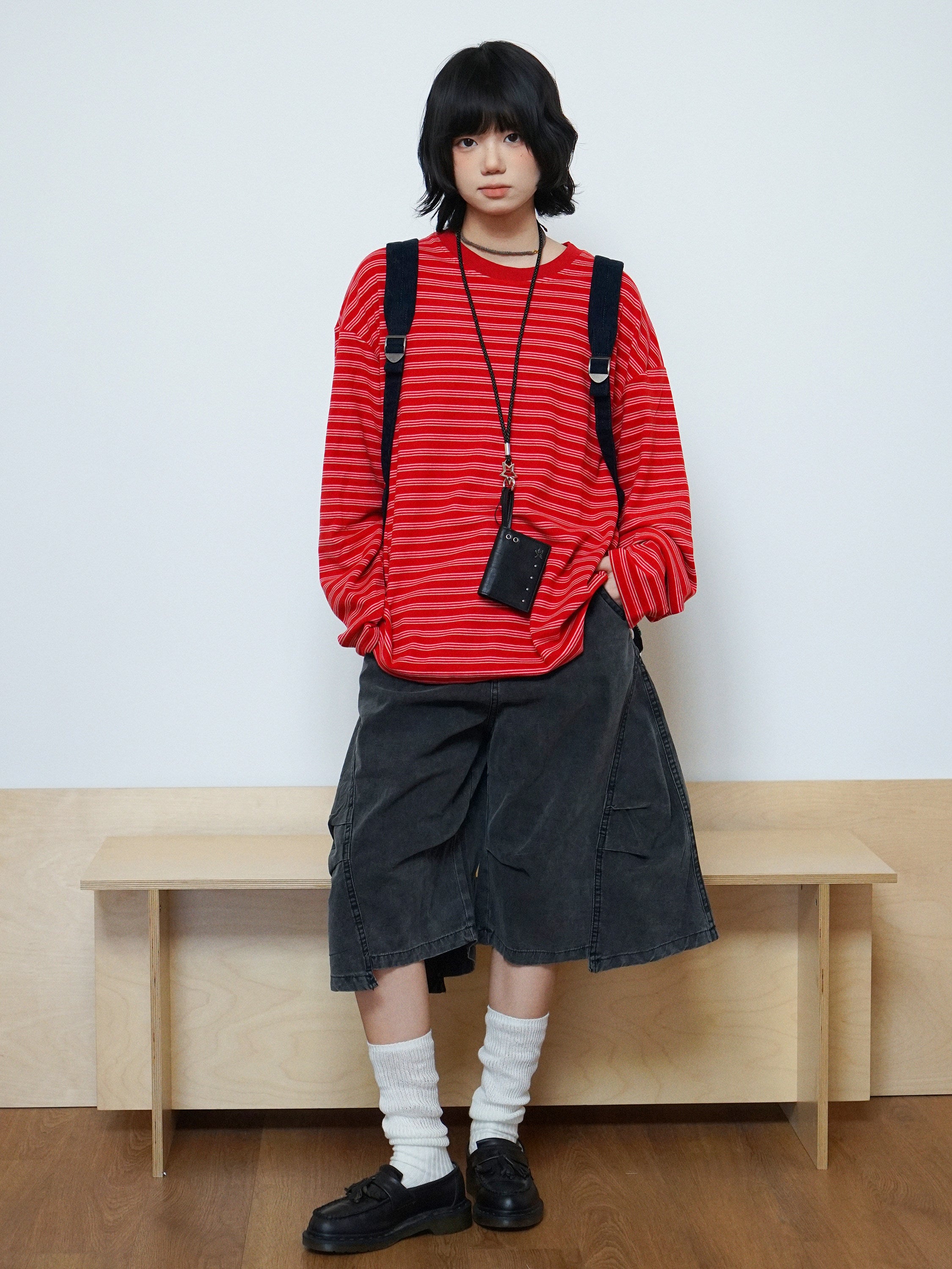 レッドボーダールーズロングTシャツ N6776