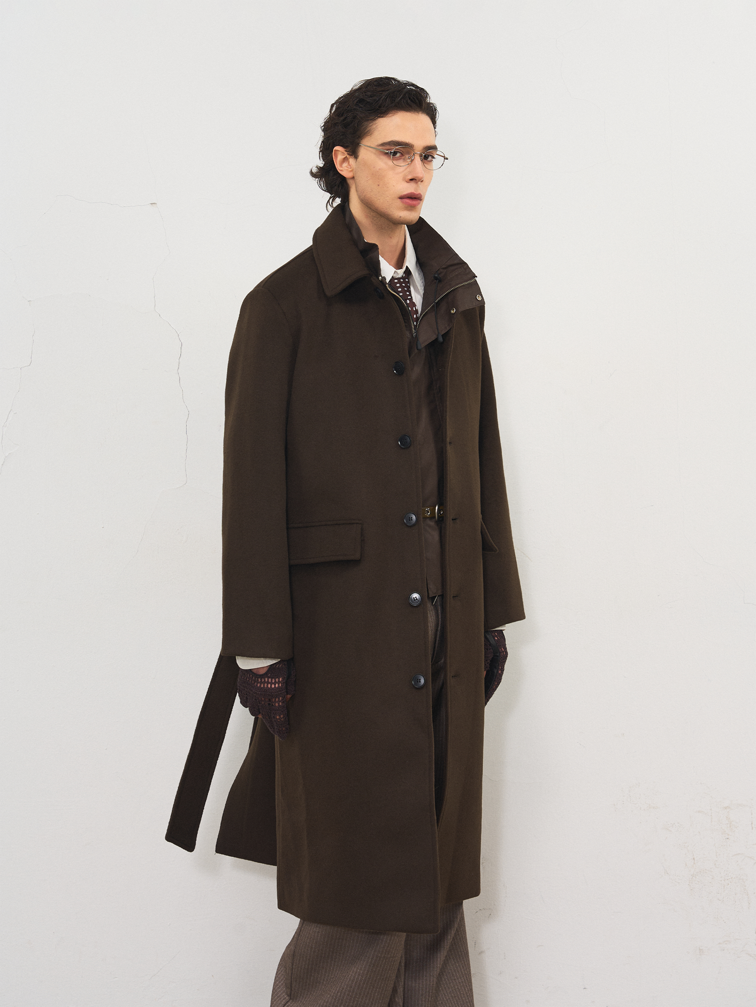 オーストラリア羊毛50% ハンティングロングコート N6538