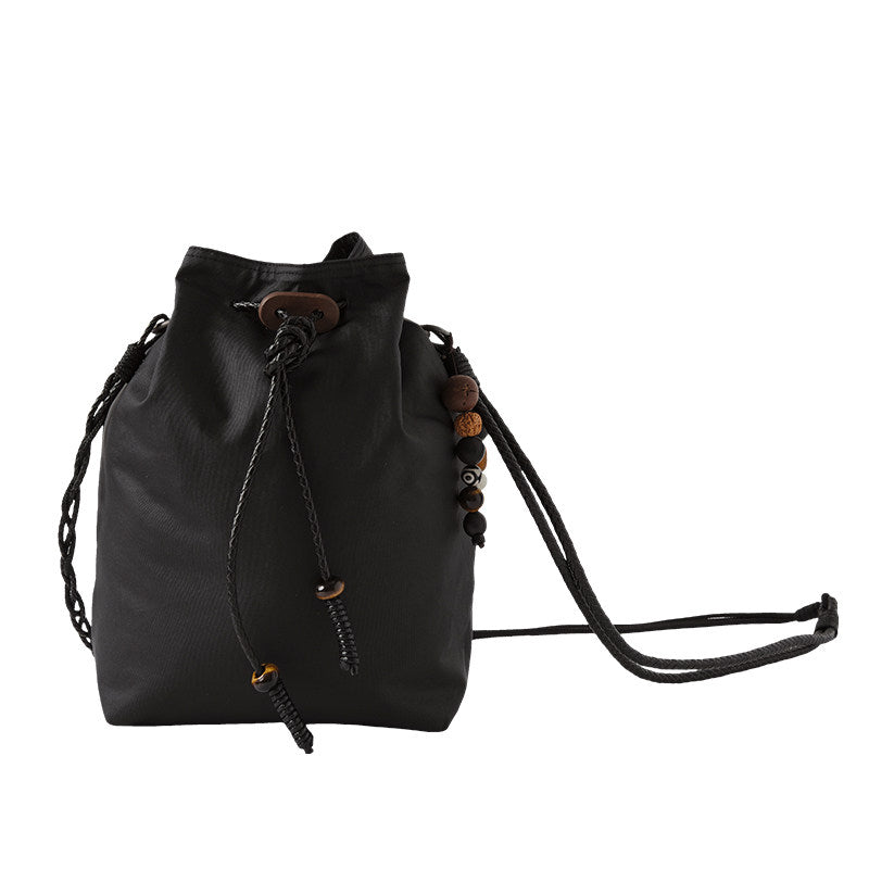 コットン巾着ビーズ調節ショルダーバッグ N7181