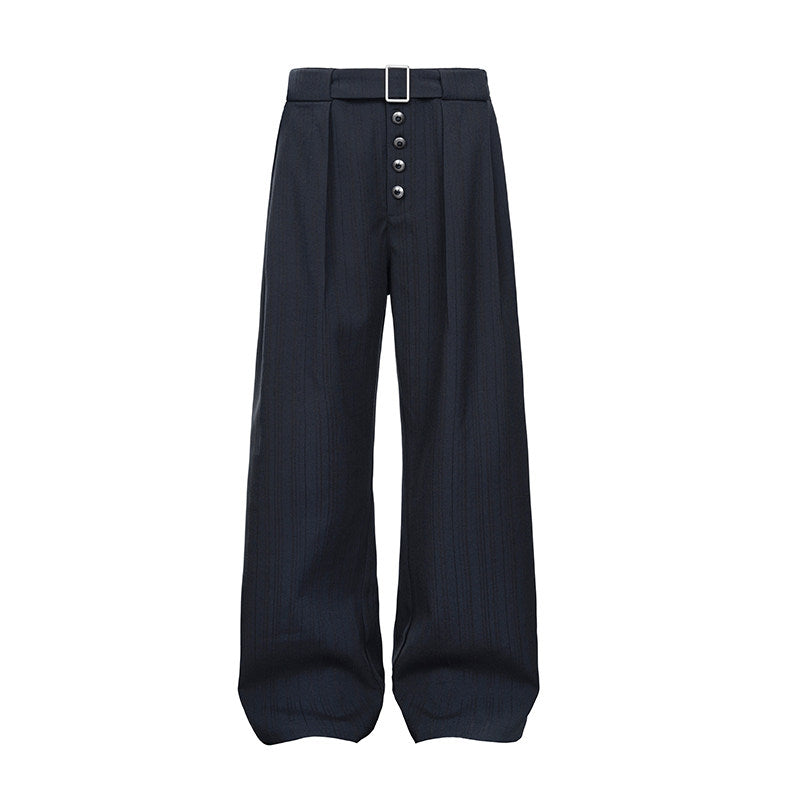 ピンストライプ ドレープワイドスラックス N6805