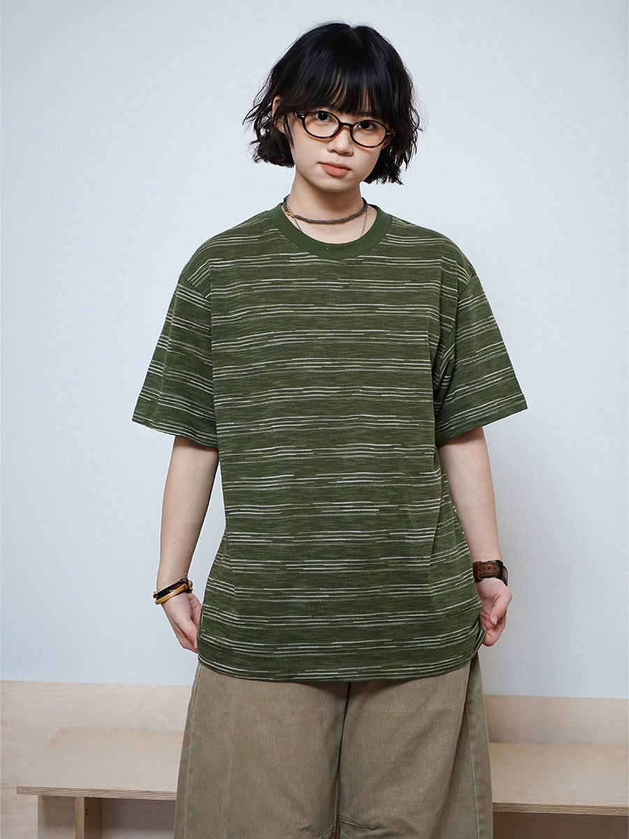 テクスチャーボーダー オーバーサイズTシャツ N6865