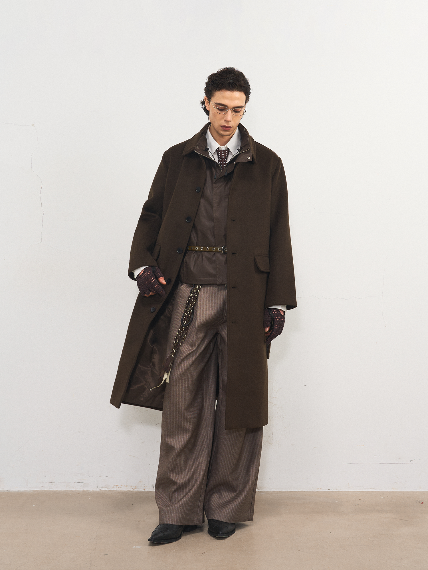 オーストラリア羊毛50% ハンティングロングコート N6538