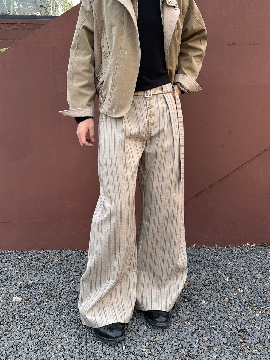 ピンストライプ ドレープワイドスラックス N6805