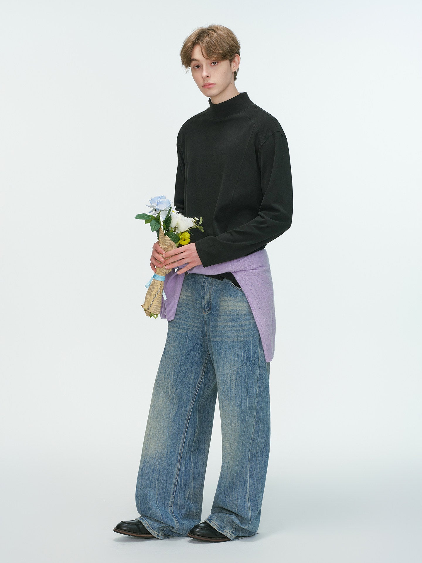 半ハイネック ダブルフェイスロングT N6339