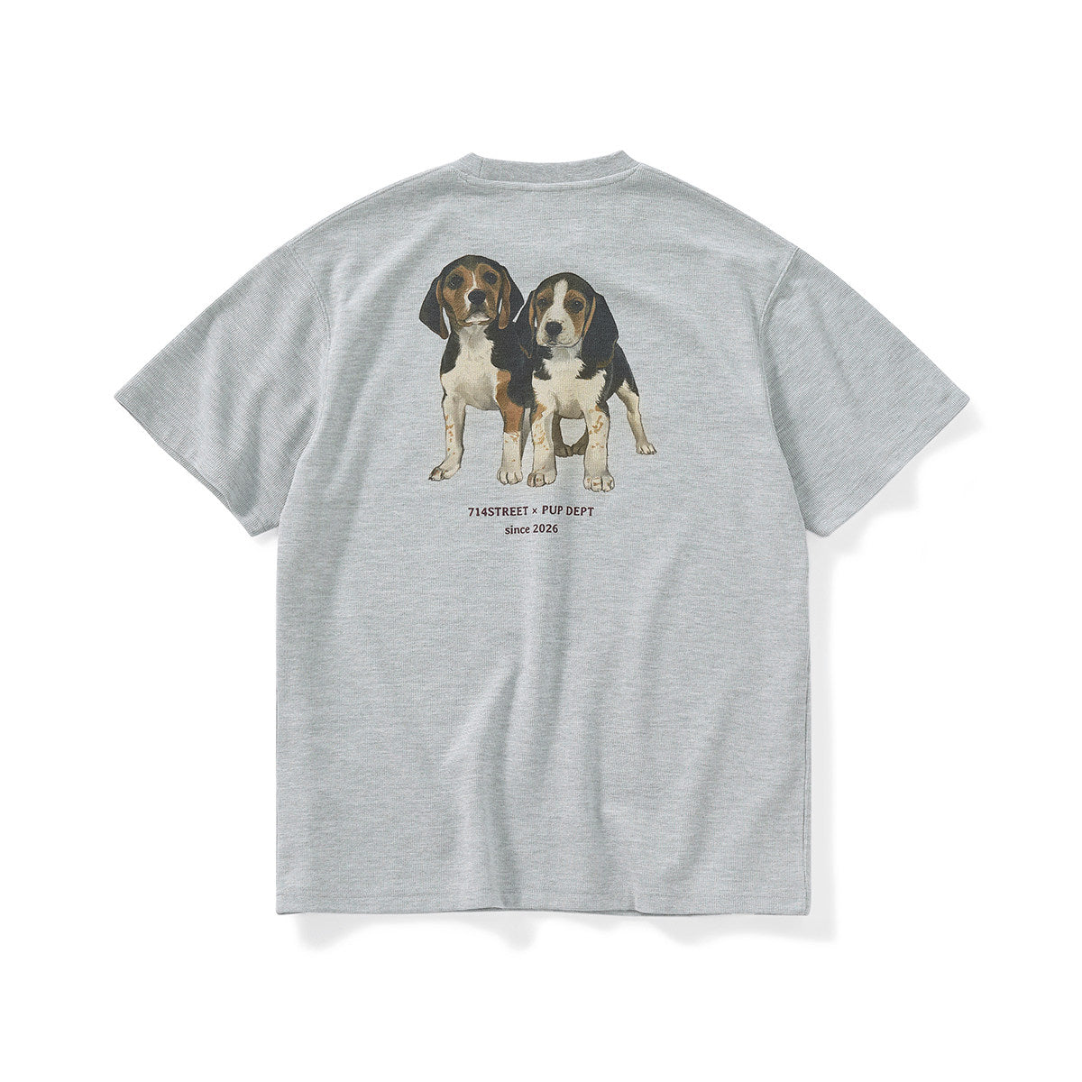 【300G】ビーグルプリントワッフルTシャツ N6795