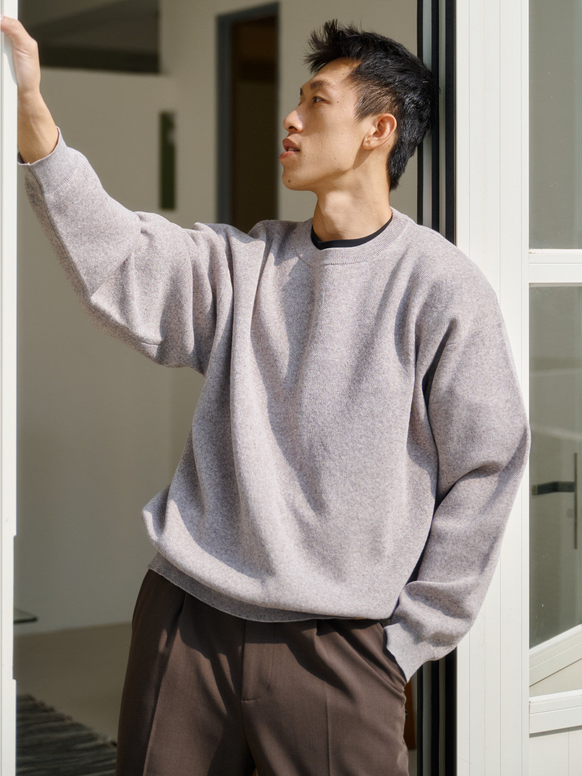 リネンブレンド ニットスウェット クルーネック N6525