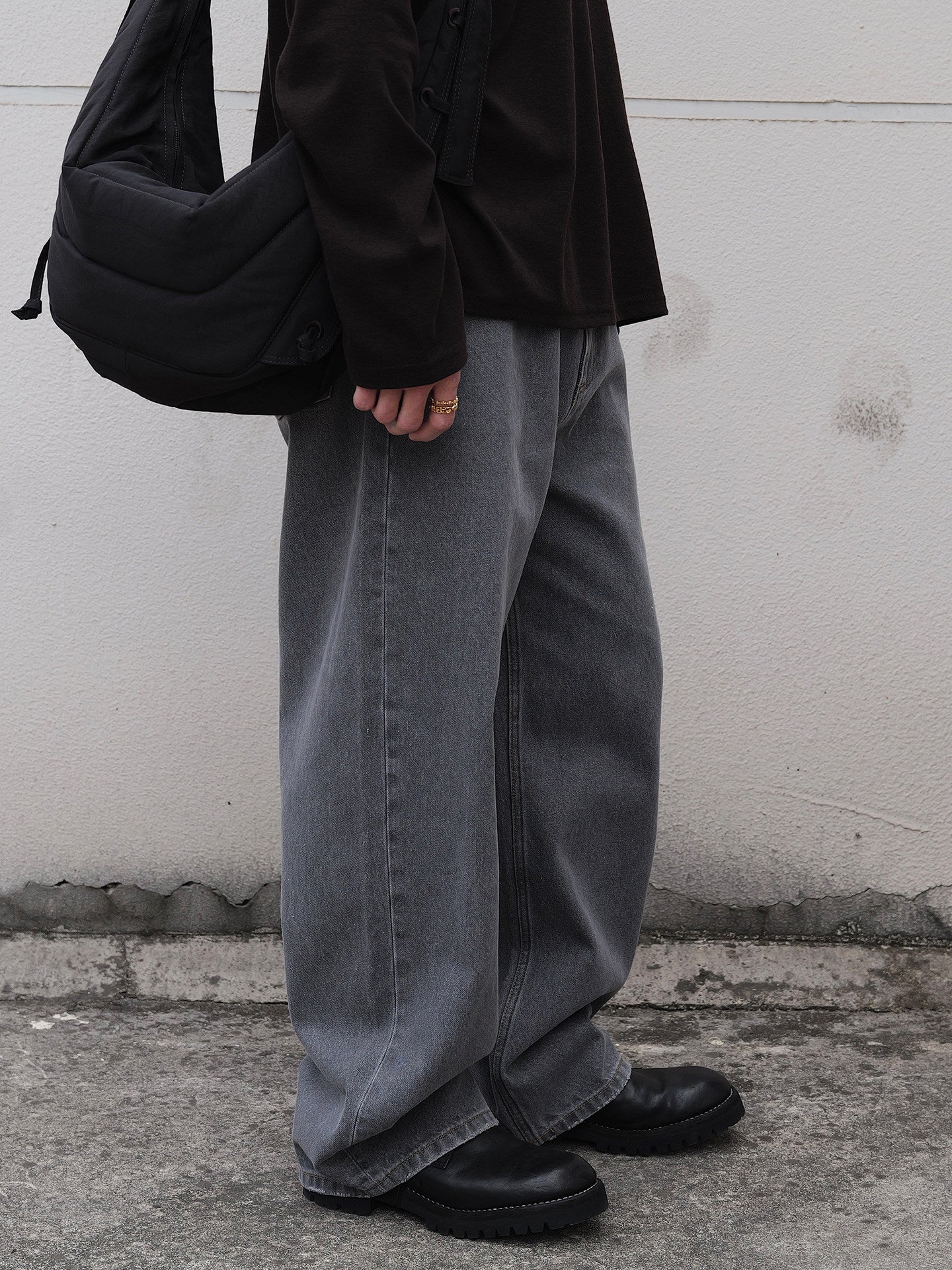 14oz グレーウォッシュ ストレートデニム N6637