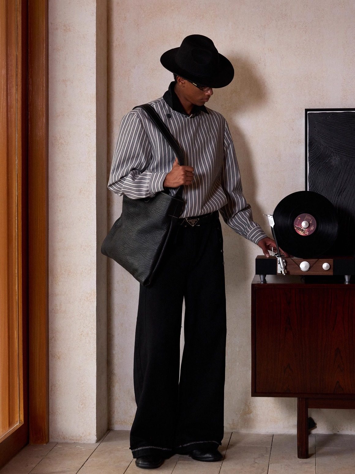 ストライプ解構 スタンドカラー ボタンジャケット N6390